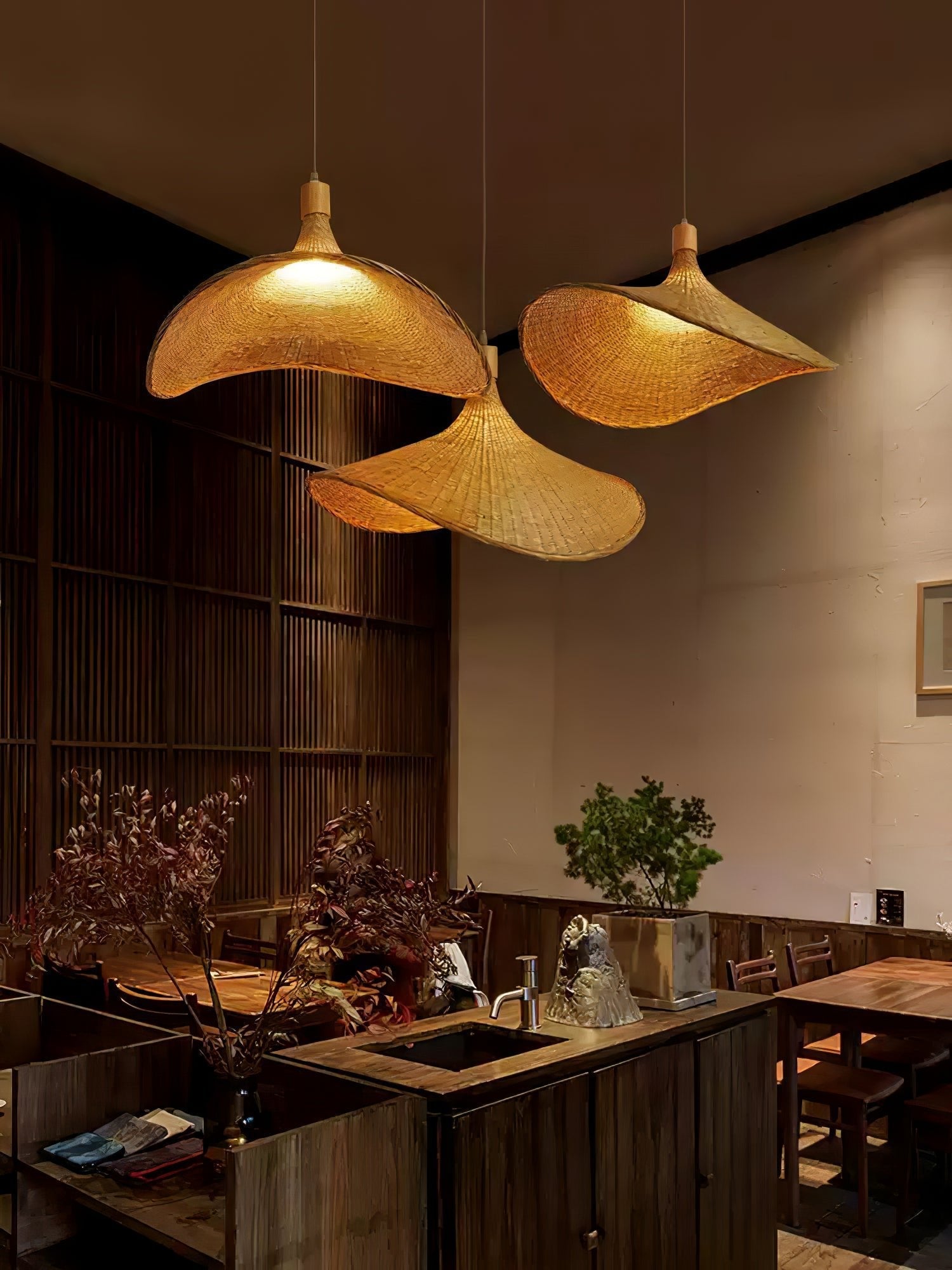Rattan Weave Hat Pendant Light - Blowlighting