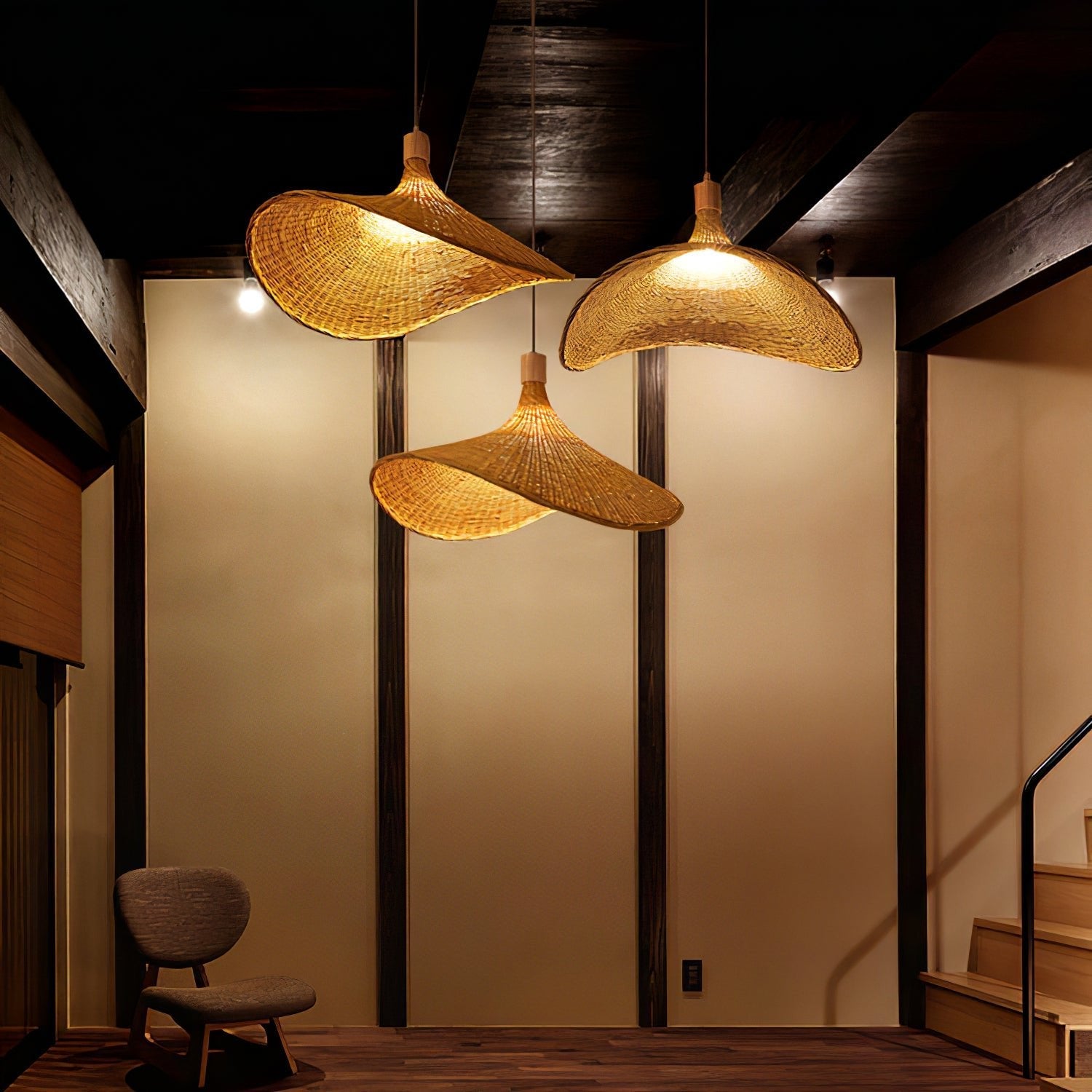 Rattan Weave Hat Pendant Light - Blowlighting