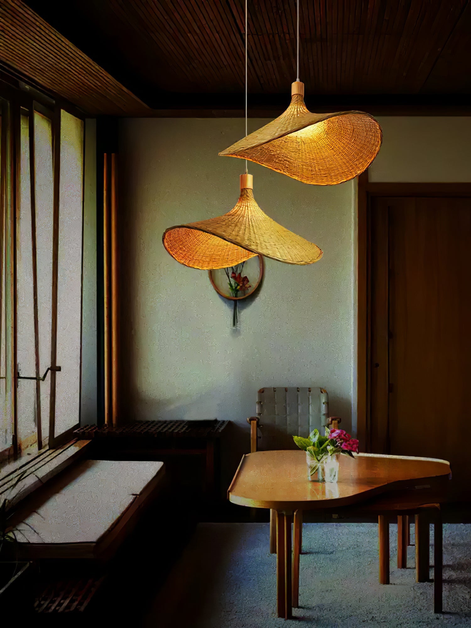 Rattan Weave Hat Pendant Light - Blowlighting