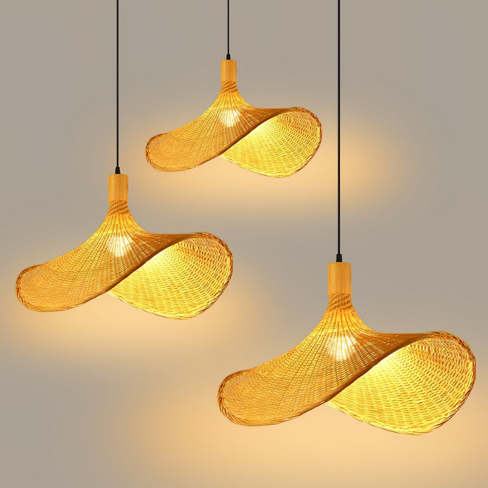 Rattan Weave Hat Pendant Light - Blowlighting