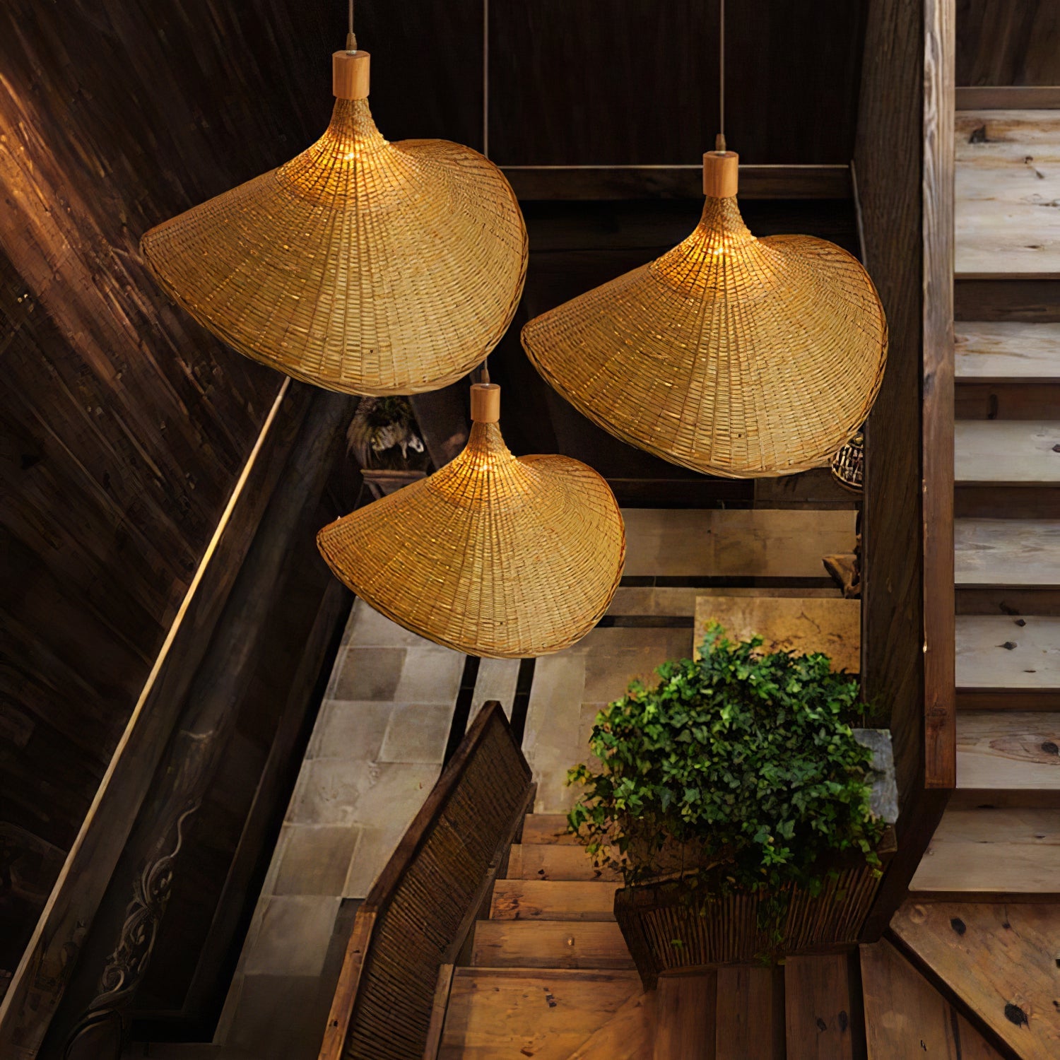 Rattan Weave Hat Pendant Light - Blowlighting