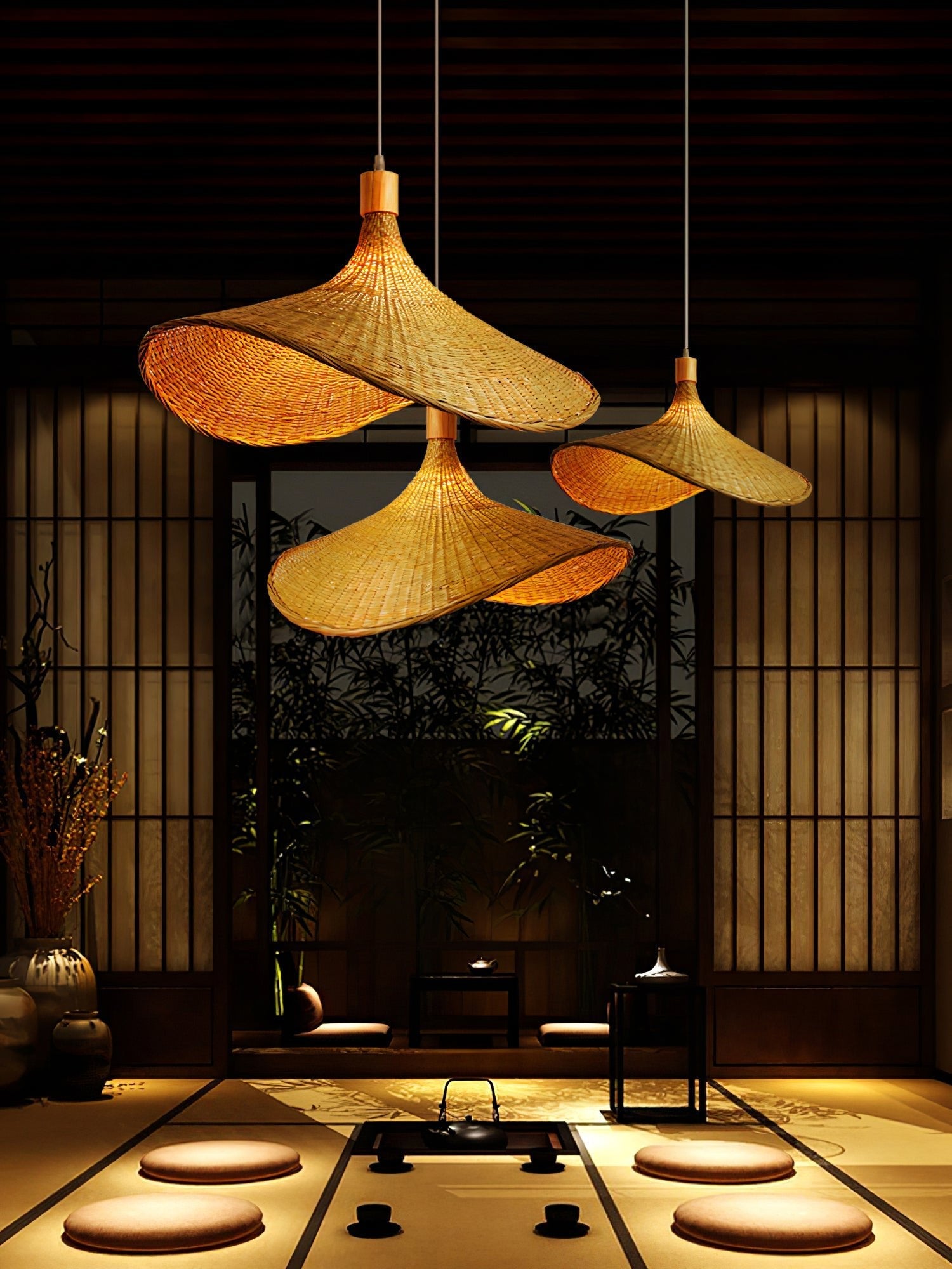 Rattan Weave Hat Pendant Light - Blowlighting