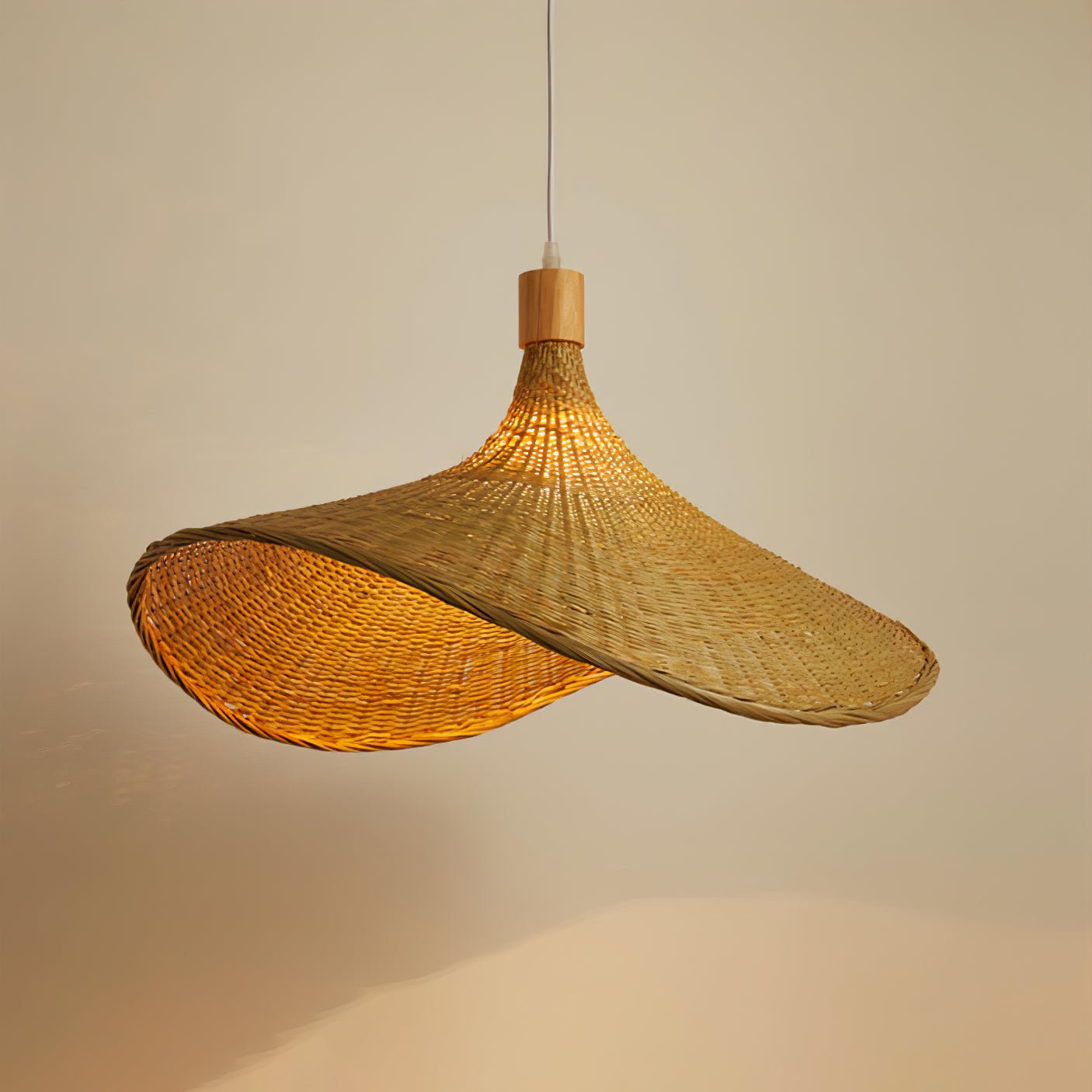 Rattan Weave Hat Pendant Light - Blowlighting