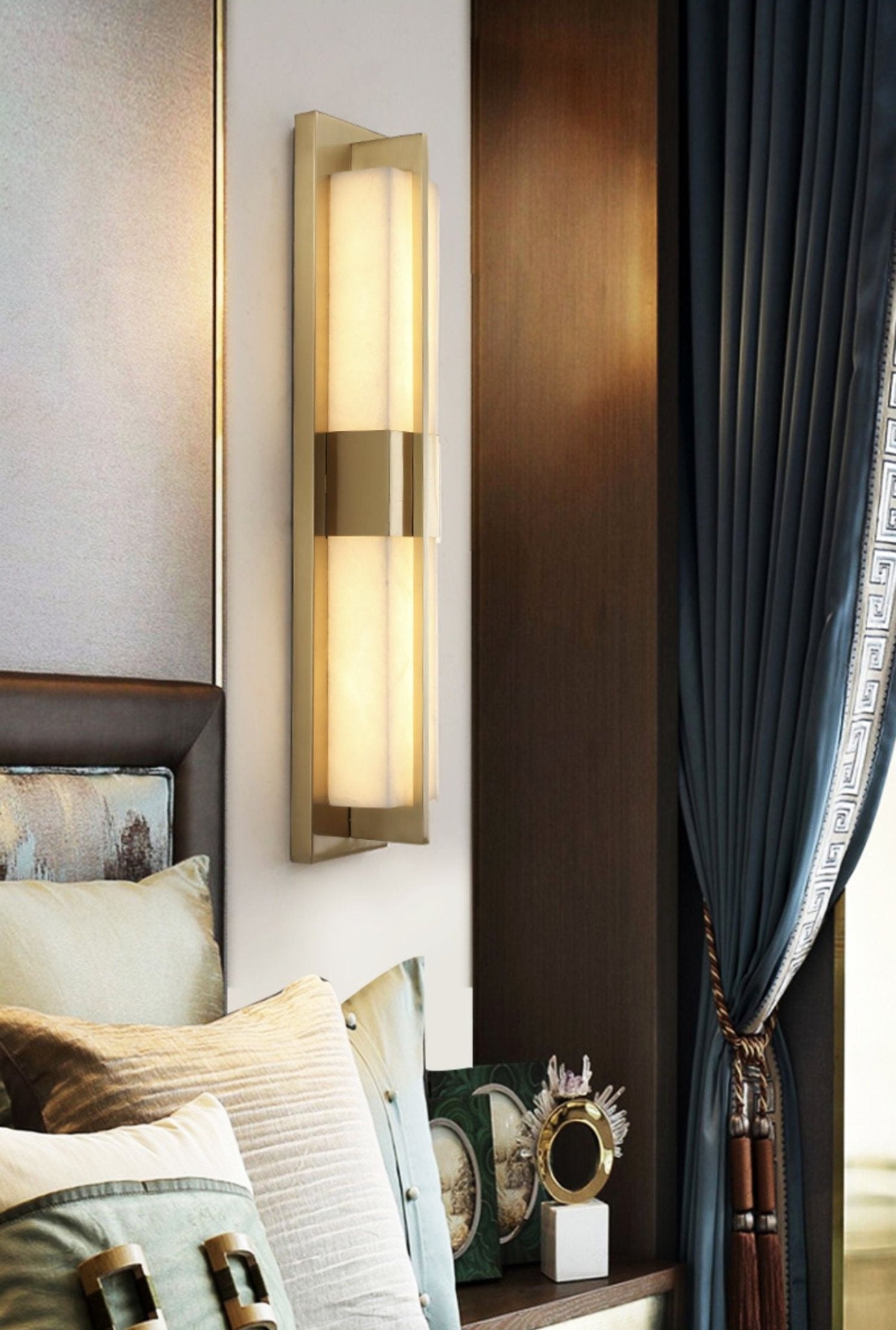 Caspian Alabaster Brass Wall Light - Blowlighting