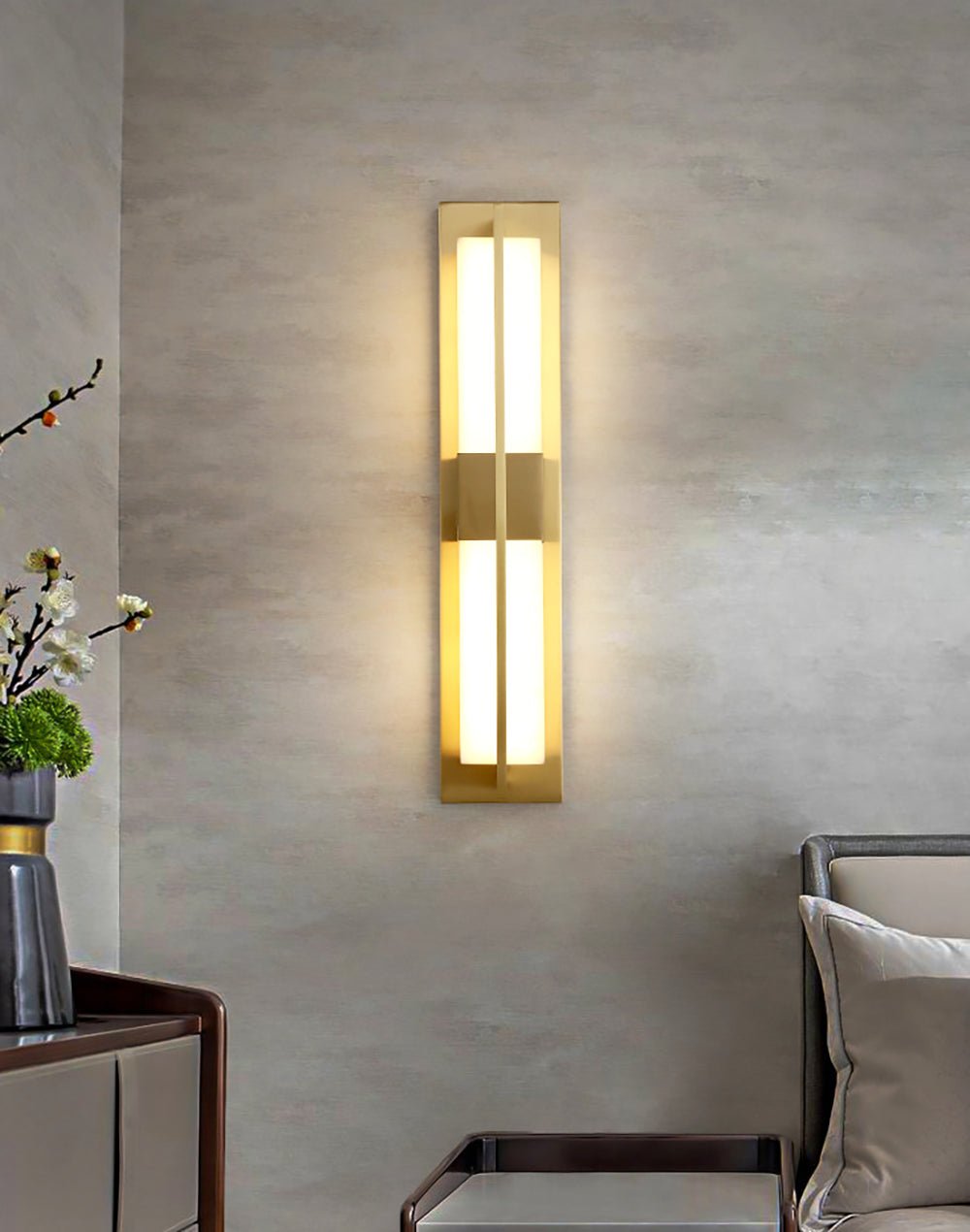 Caspian Alabaster Brass Wall Light - Blowlighting