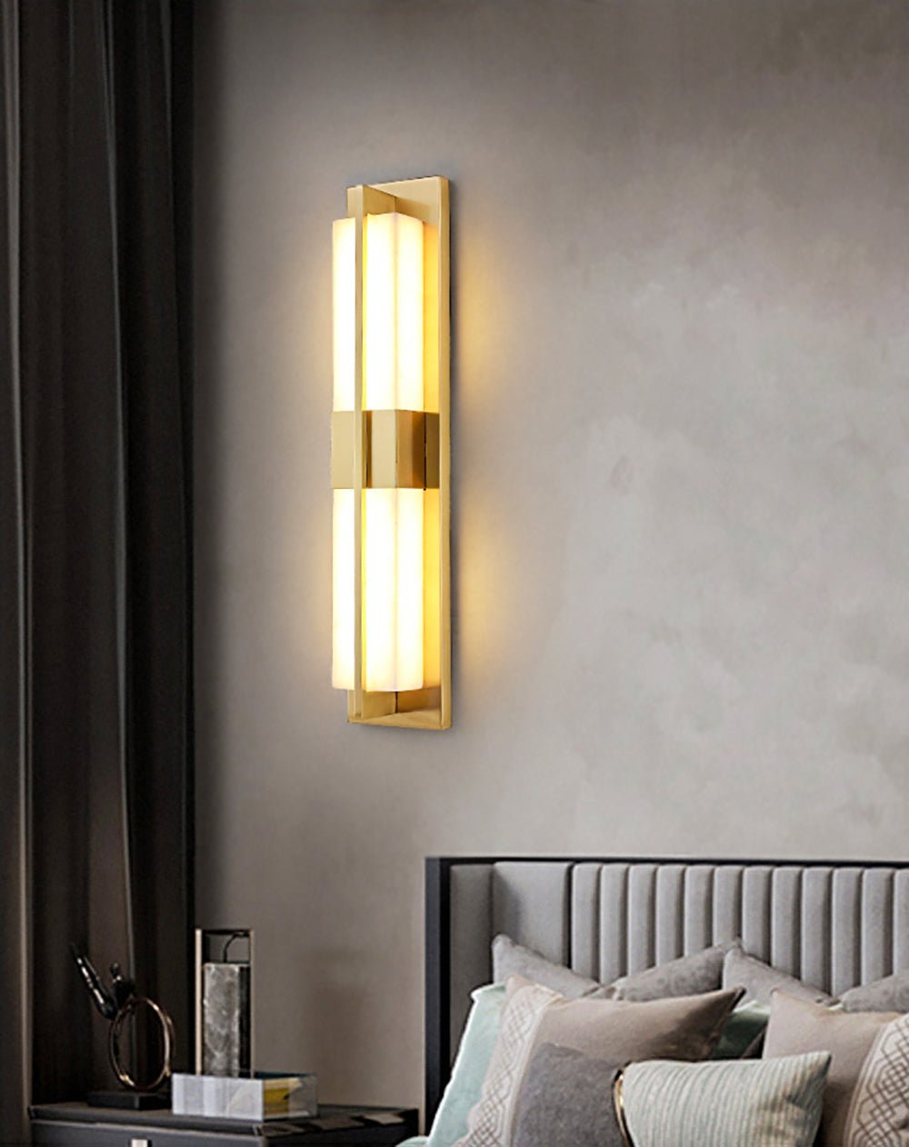 Caspian Alabaster Brass Wall Light - Blowlighting