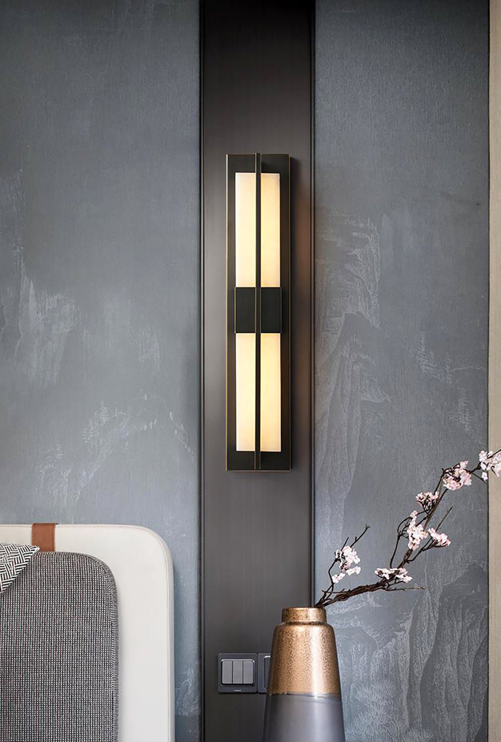 Caspian Alabaster Brass Wall Light - Blowlighting
