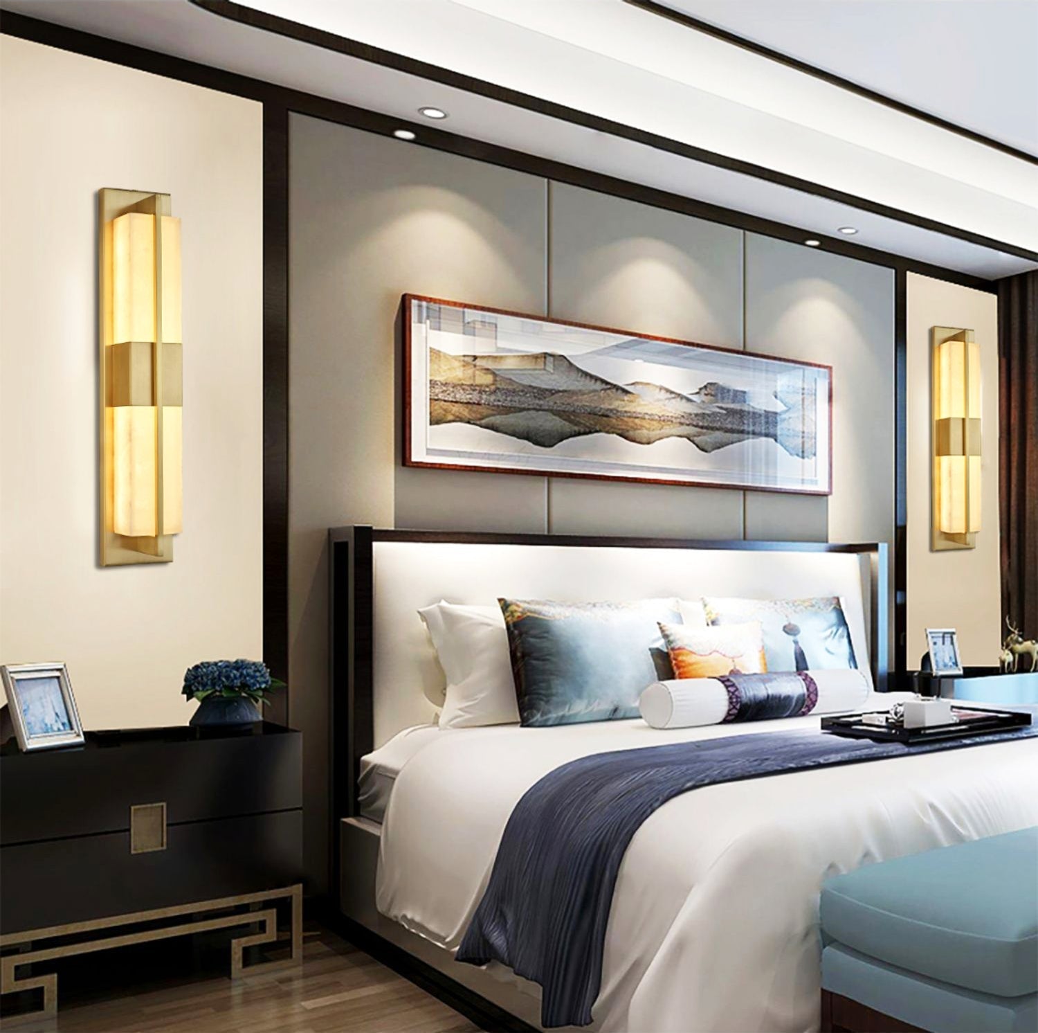 Caspian Alabaster Brass Wall Light - Blowlighting