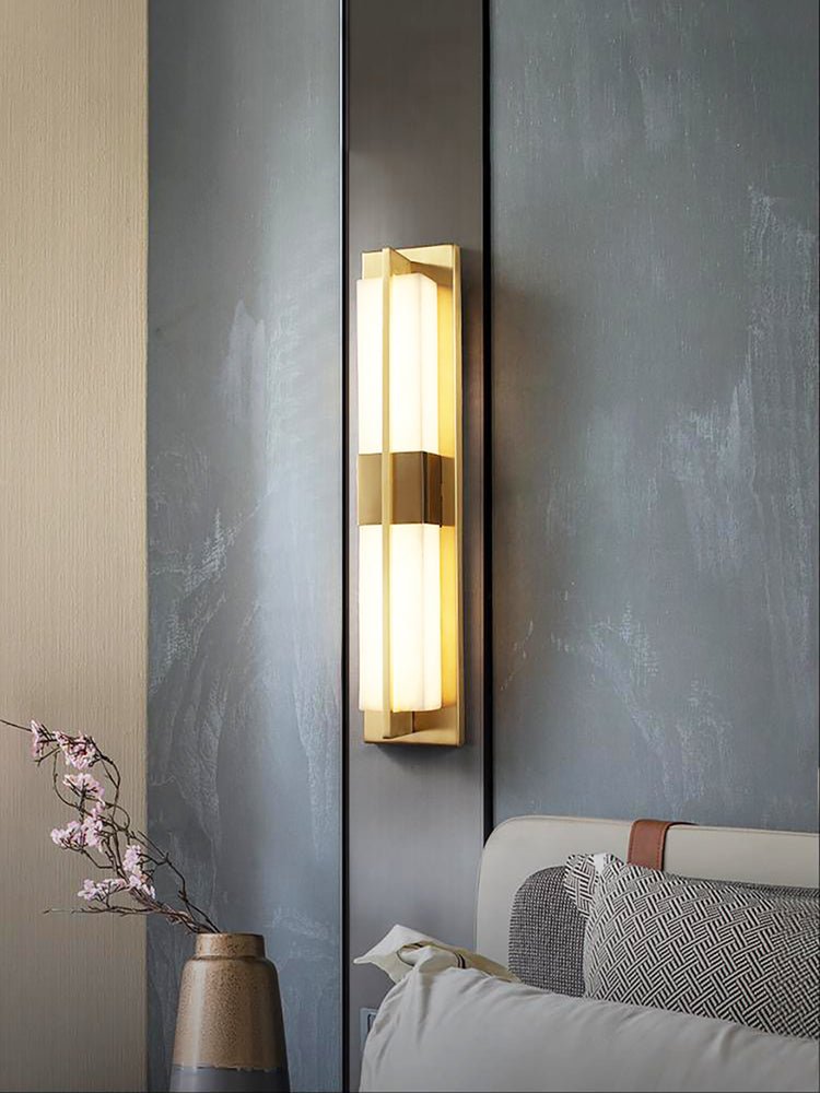Caspian Alabaster Brass Wall Light - Blowlighting