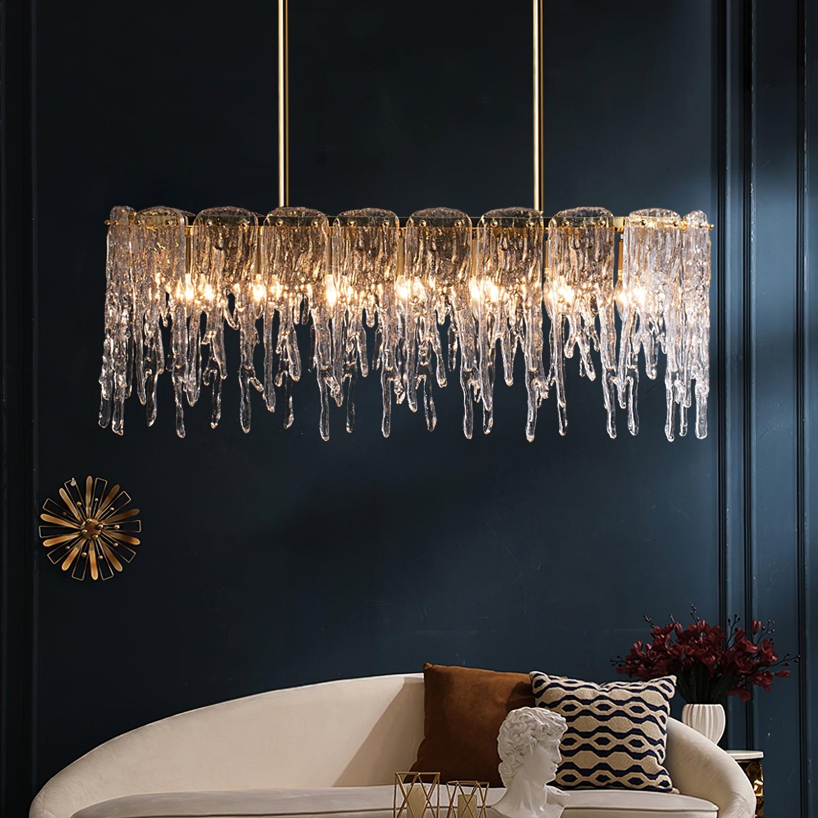 Cathaa Postmodern Luxury Rectangular Icicle Glass Crystal Chandelier - Blowlighting