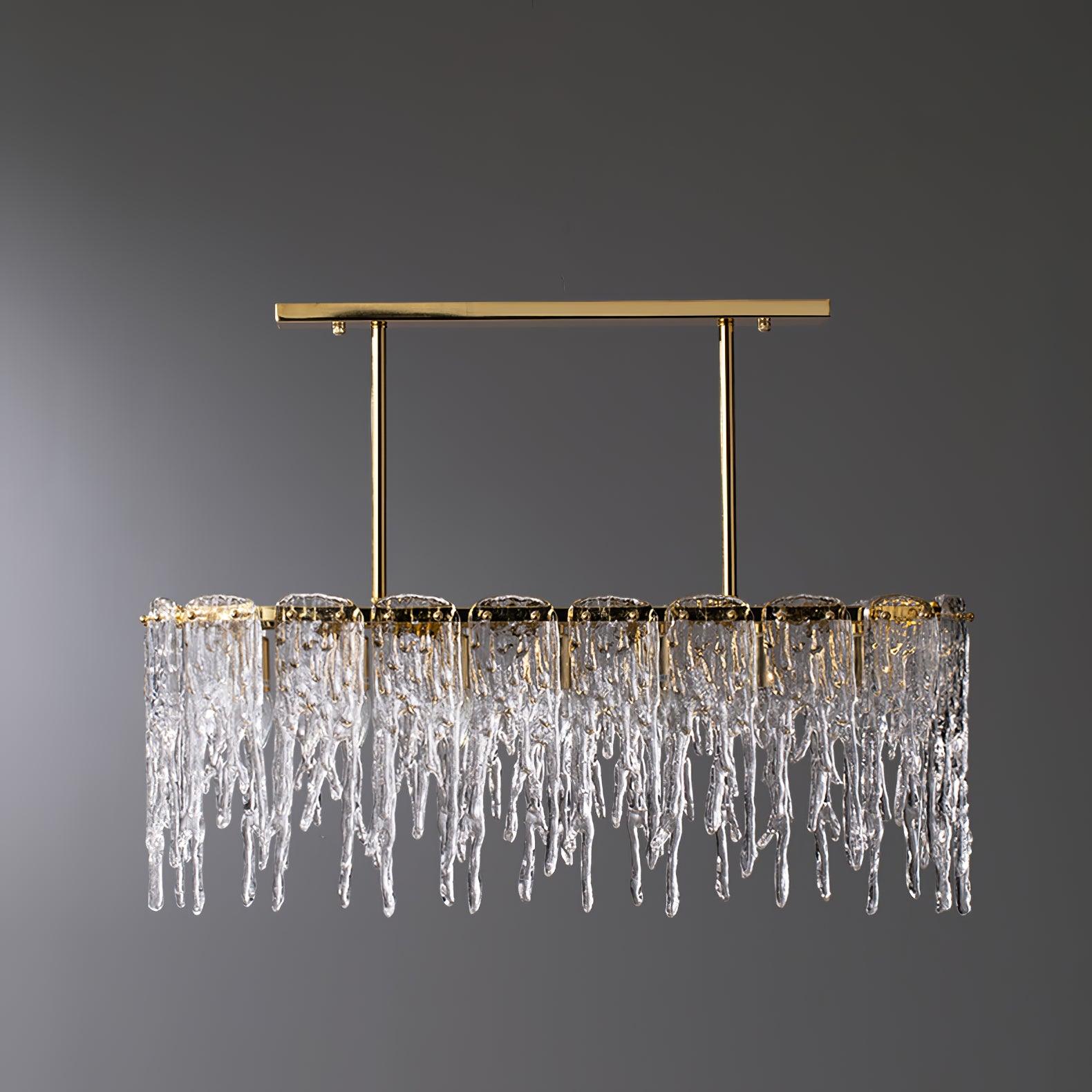 Cathaa Postmodern Luxury Rectangular Icicle Glass Crystal Chandelier - Blowlighting