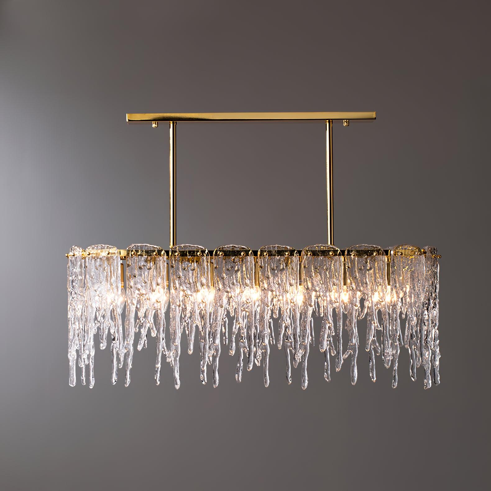 Cathaa Postmodern Luxury Rectangular Icicle Glass Crystal Chandelier - Blowlighting