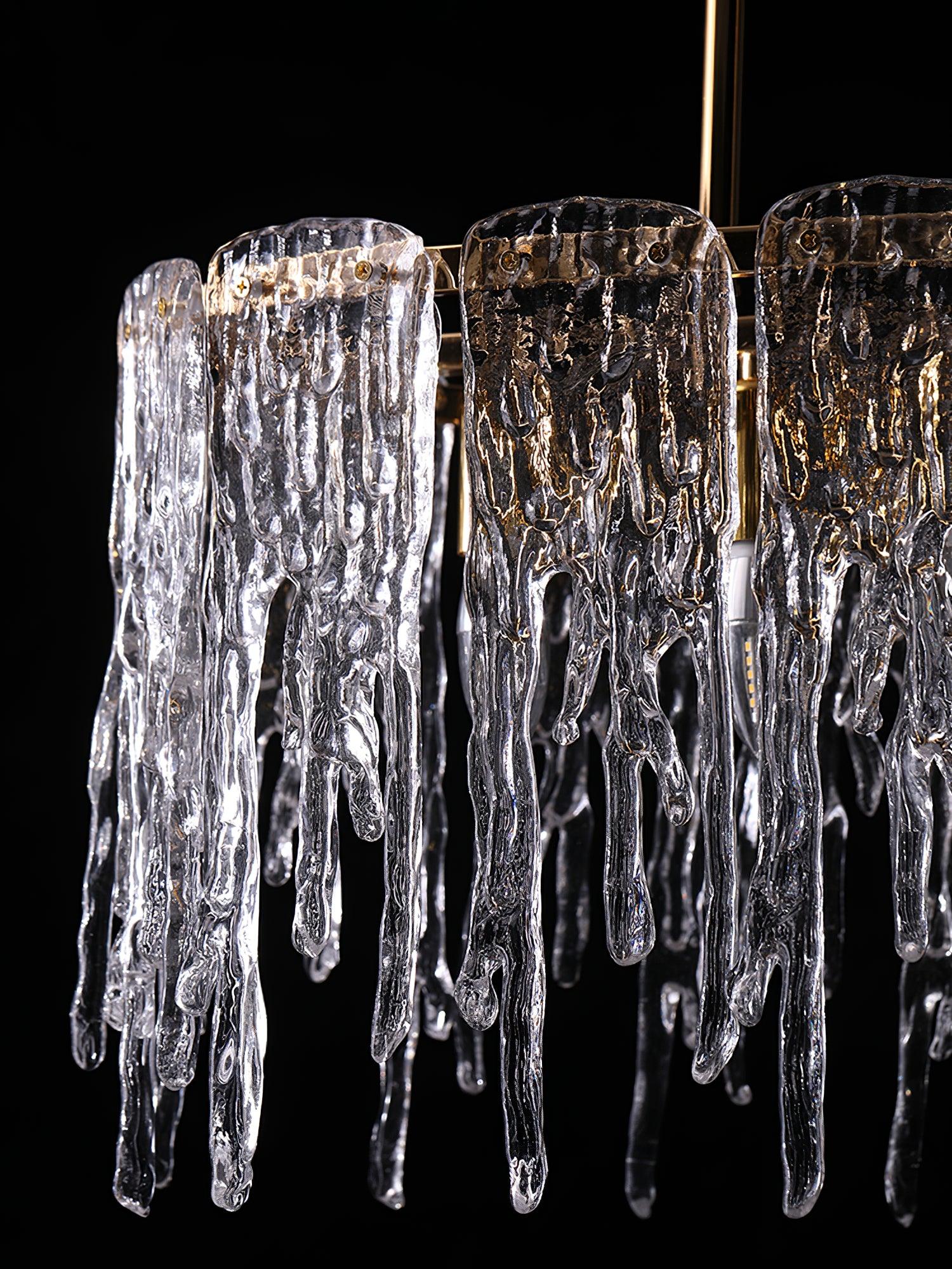 Cathaa Postmodern Luxury Rectangular Icicle Glass Crystal Chandelier - Blowlighting