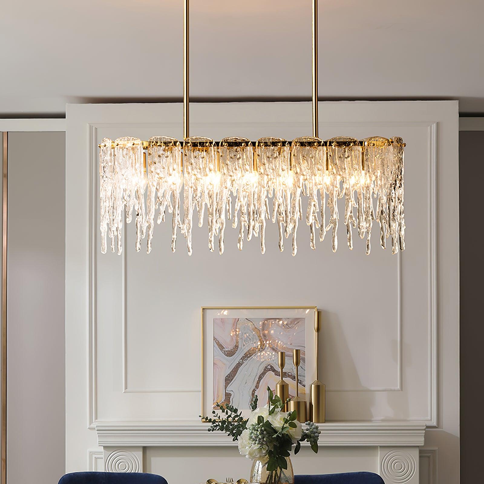 Cathaa Postmodern Luxury Rectangular Icicle Glass Crystal Chandelier - Blowlighting