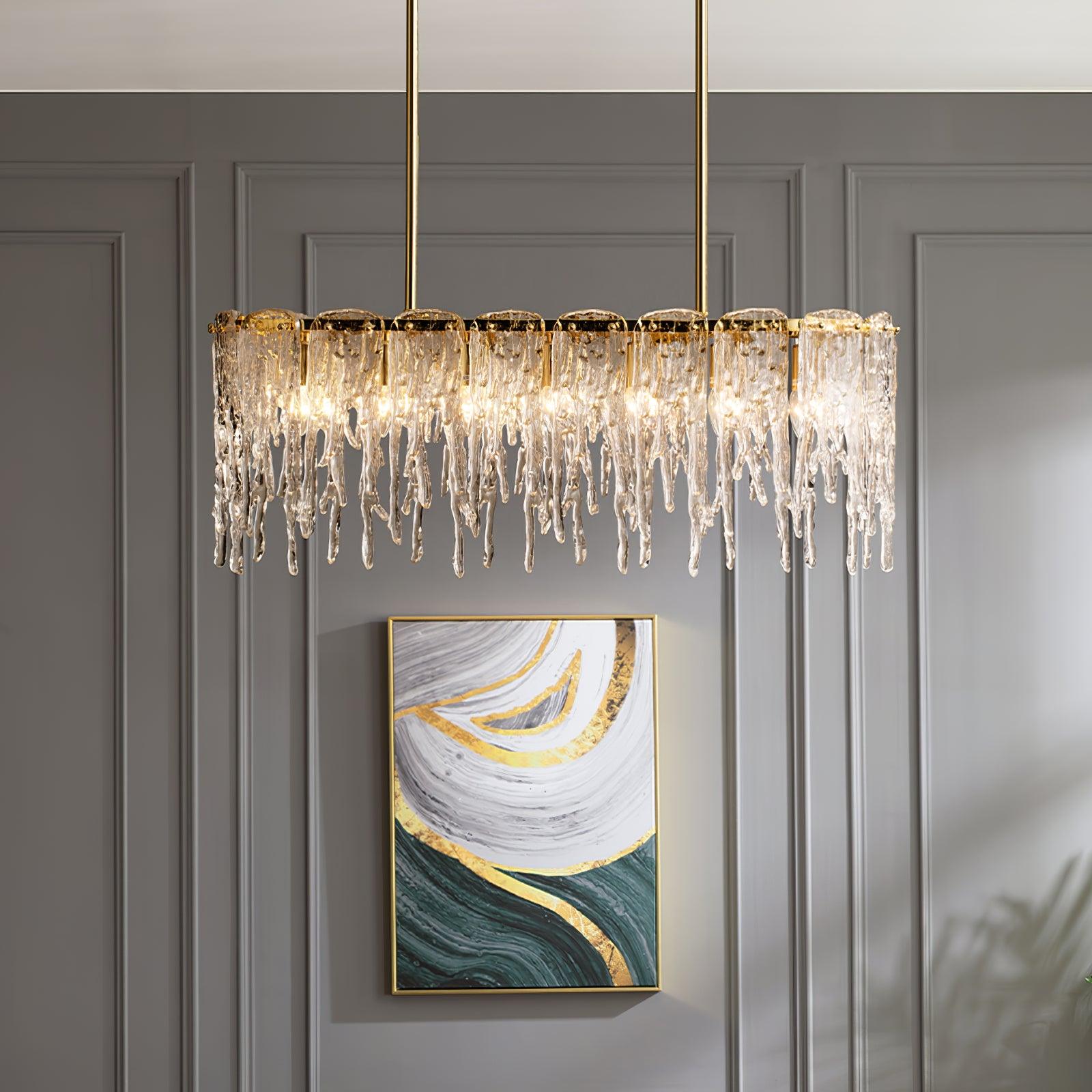 Cathaa Postmodern Luxury Rectangular Icicle Glass Crystal Chandelier - Blowlighting