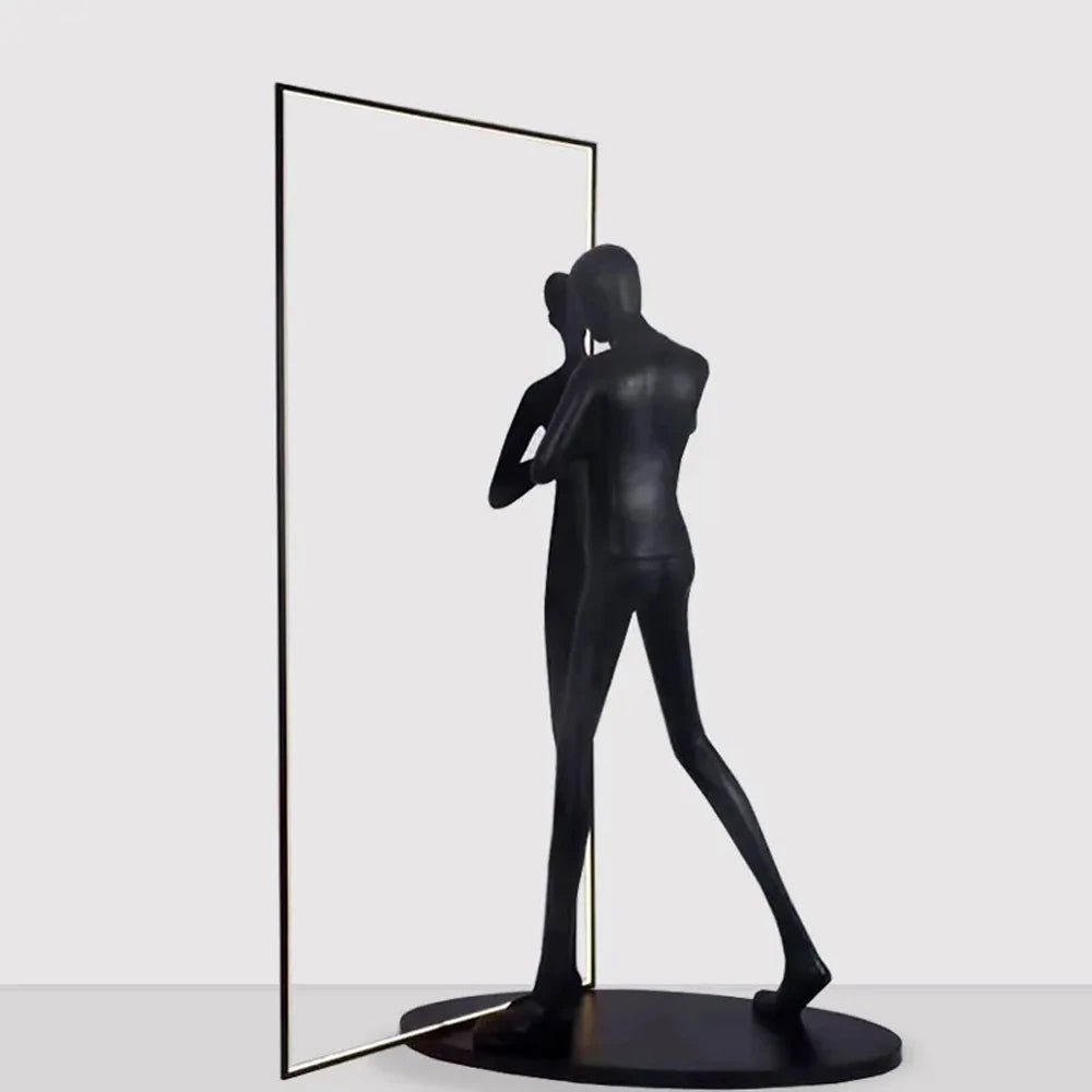 Onoryra Sculptural Black Metal Mirror Floor Lamp - Blowlighting