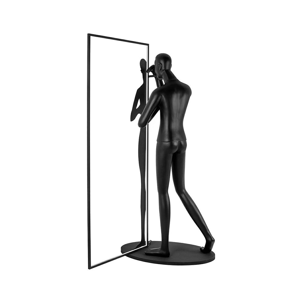 Onoryra Sculptural Black Metal Mirror Floor Lamp - Blowlighting