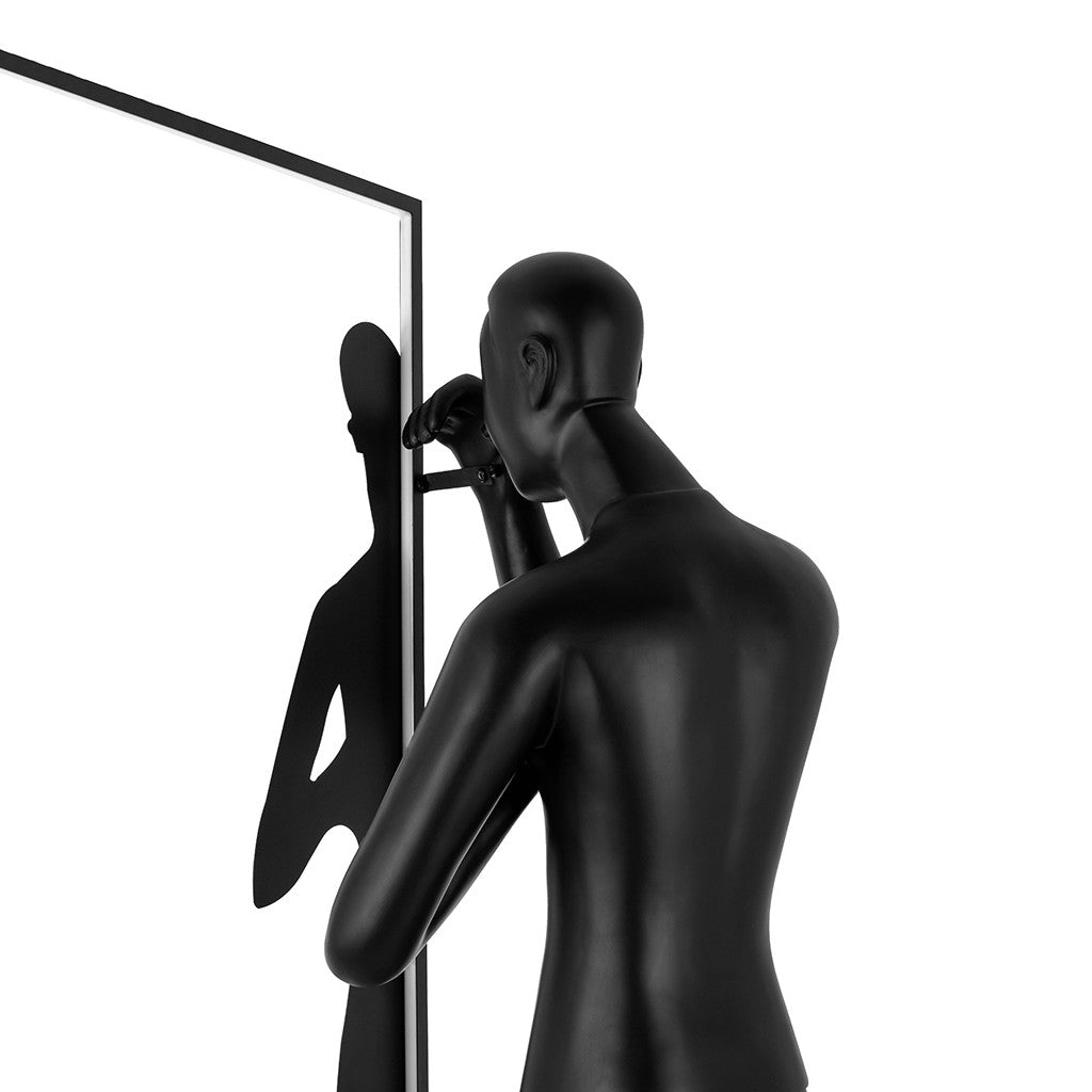 Onoryra Sculptural Black Metal Mirror Floor Lamp - Blowlighting