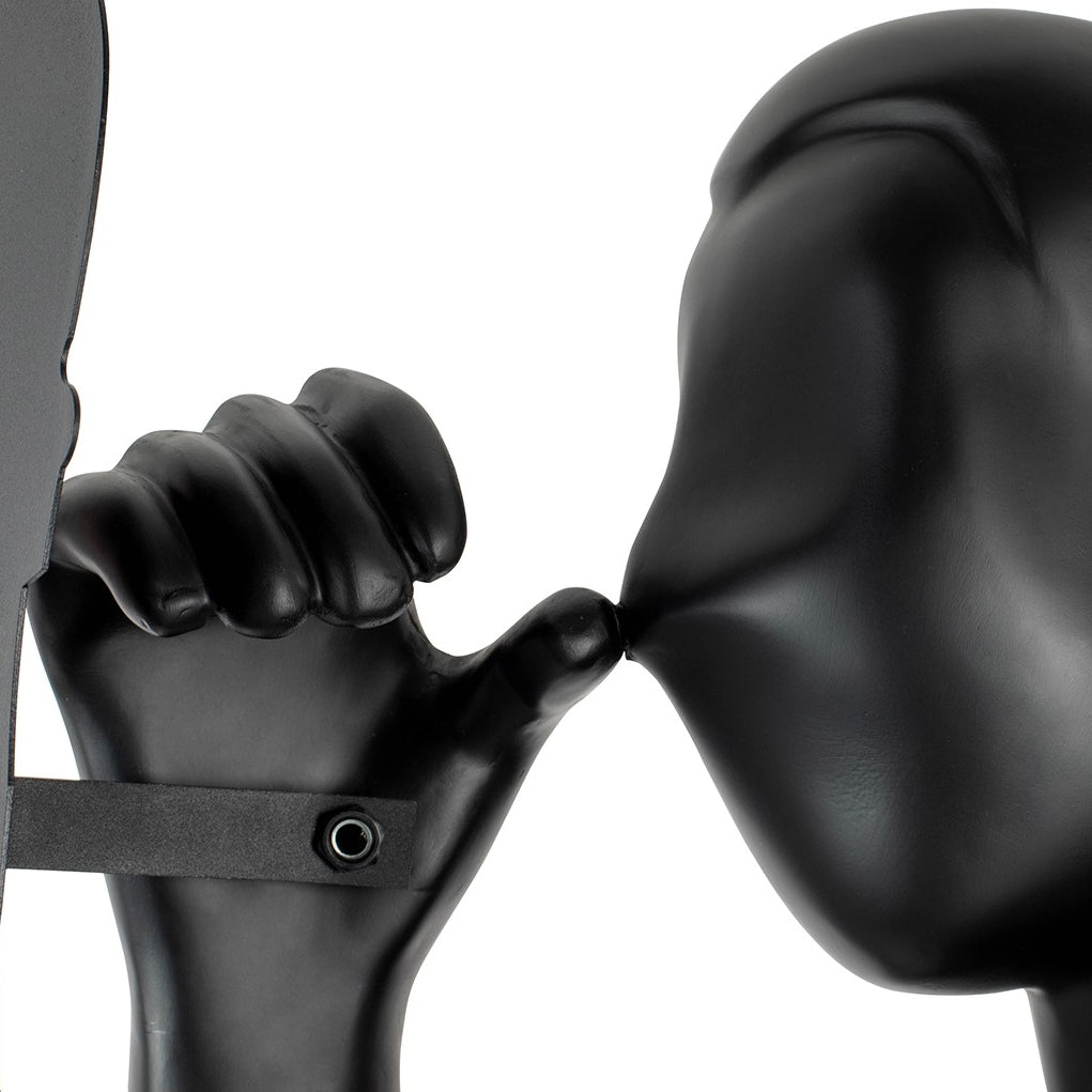 Onoryra Sculptural Black Metal Mirror Floor Lamp - Blowlighting