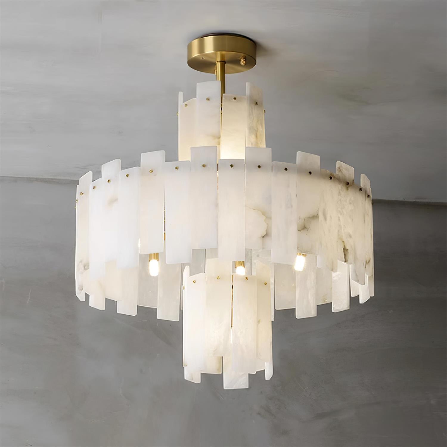 Soraya Art Deco Alabaster Chandelier Light - Blowlighting