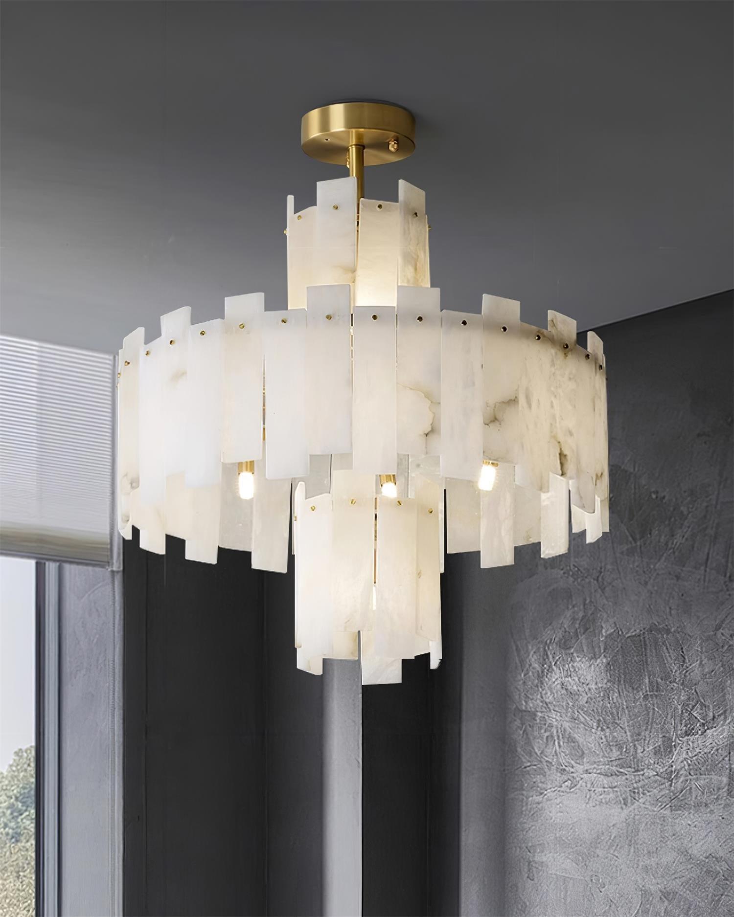 Soraya Art Deco Alabaster Chandelier Light - Blowlighting
