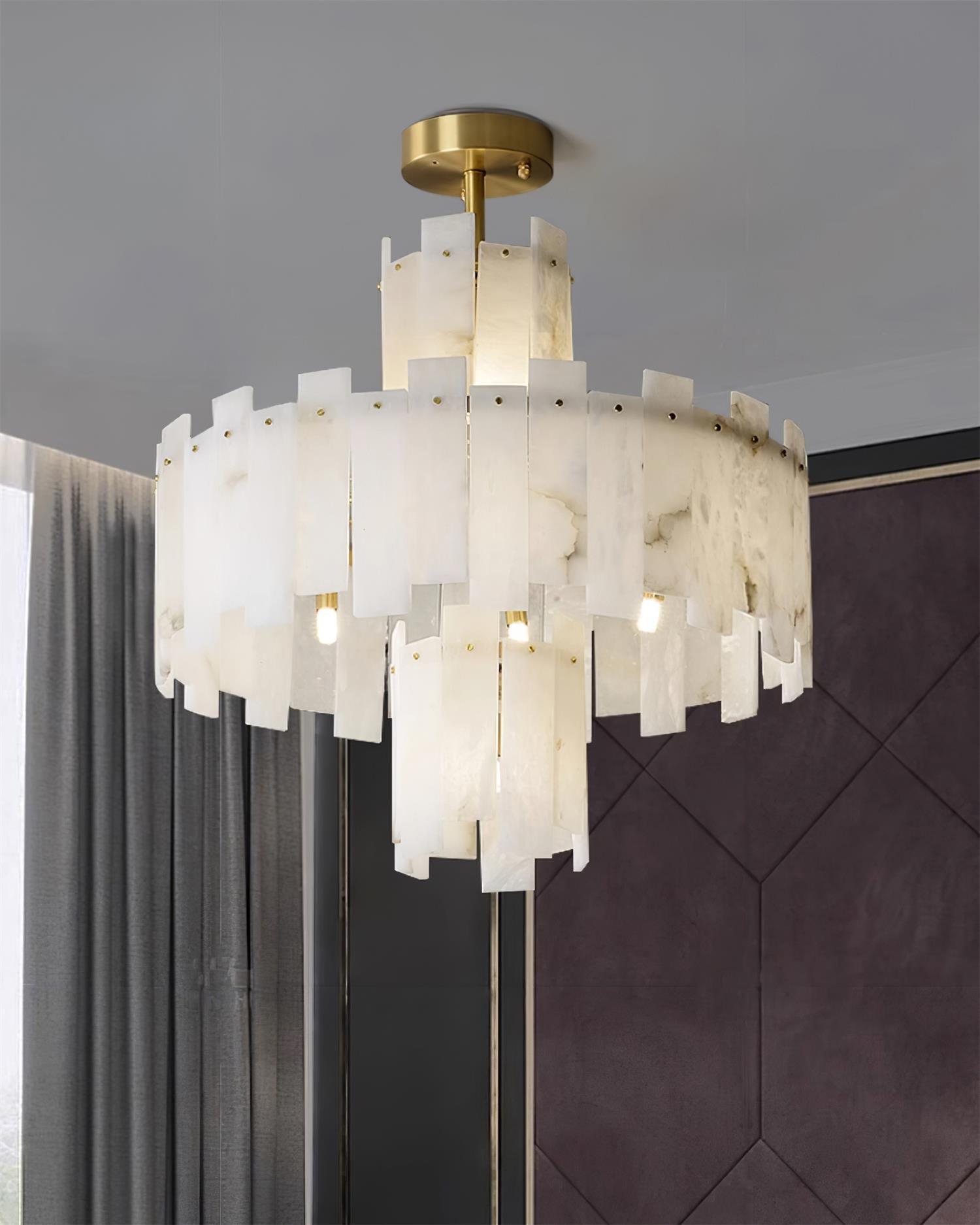 Soraya Art Deco Alabaster Chandelier Light - Blowlighting