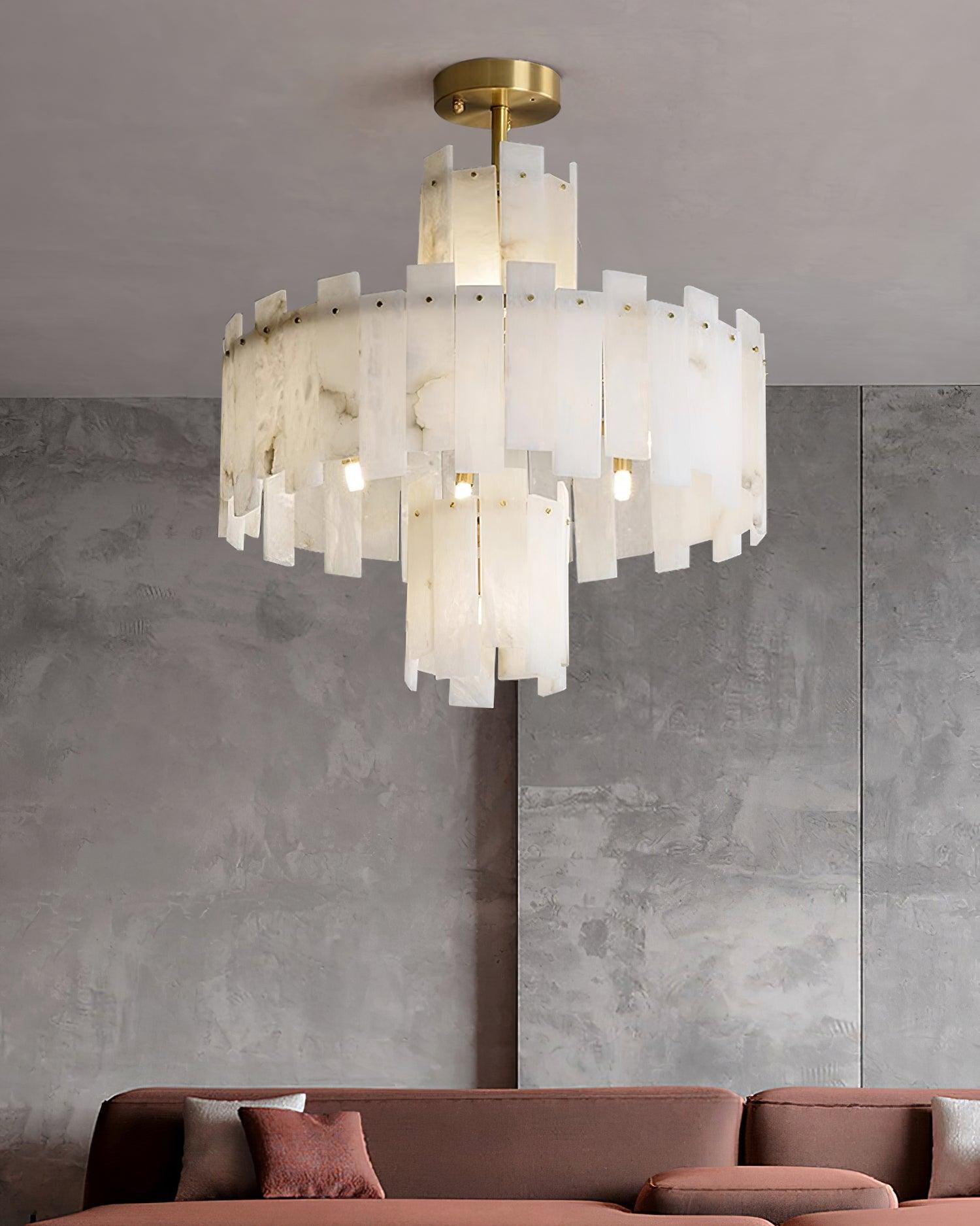 Soraya Art Deco Alabaster Chandelier Light - Blowlighting