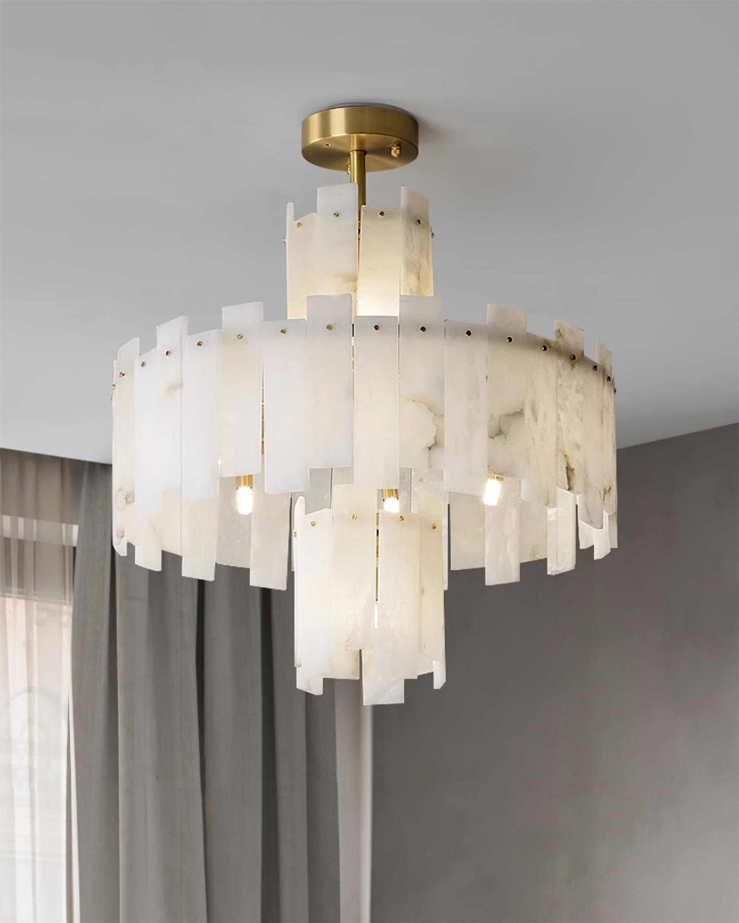 Soraya Art Deco Alabaster Chandelier Light - Blowlighting