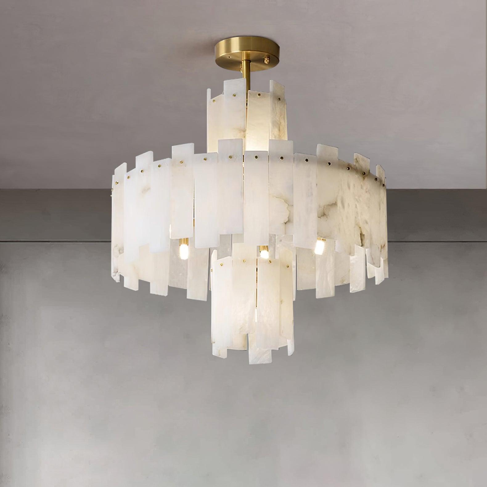 Soraya Art Deco Alabaster Chandelier Light - Blowlighting