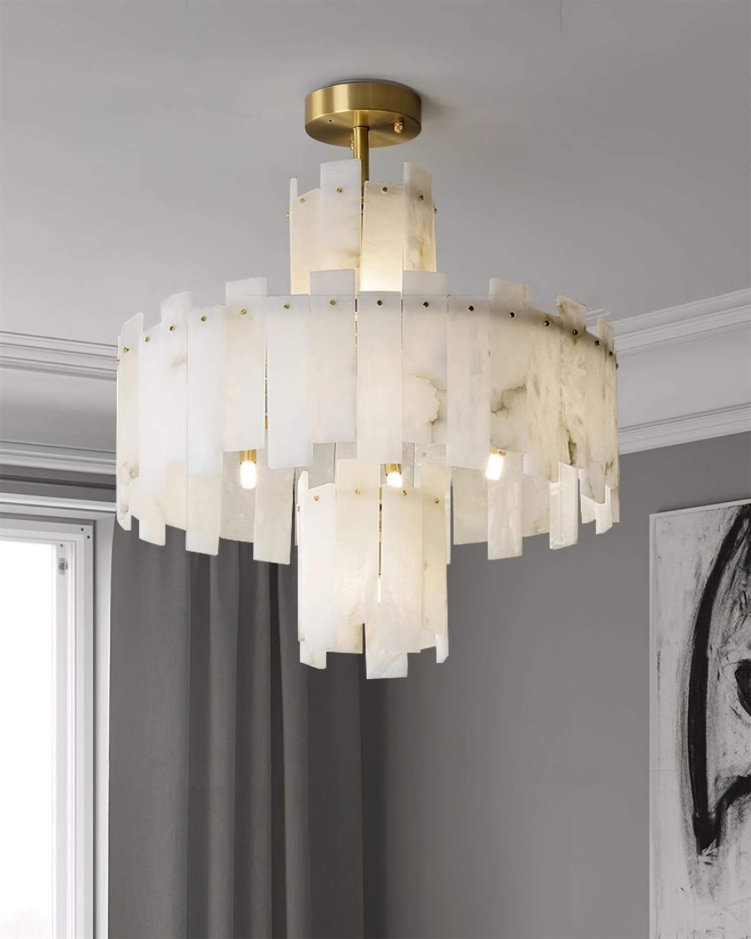 Soraya Art Deco Alabaster Chandelier Light - Blowlighting
