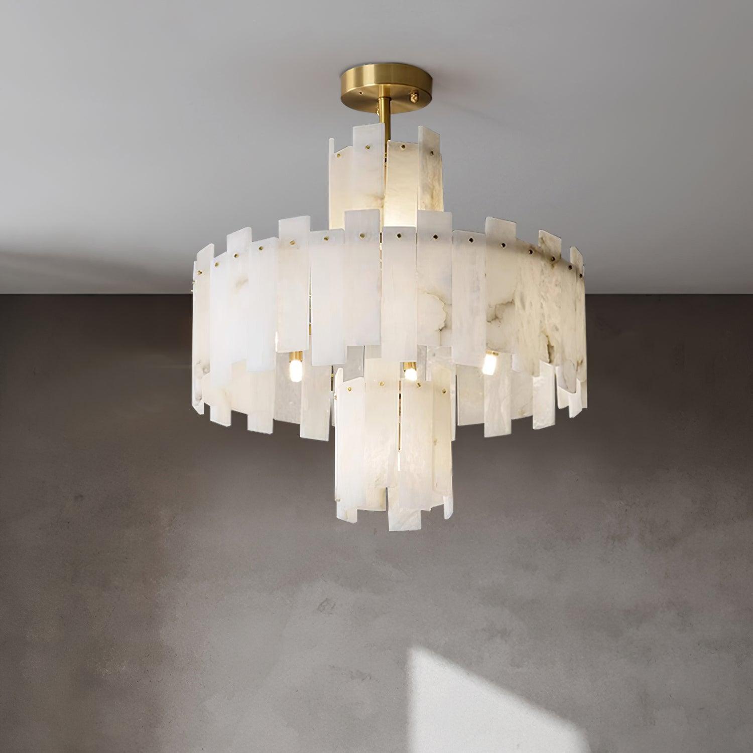 Soraya Art Deco Alabaster Chandelier Light - Blowlighting