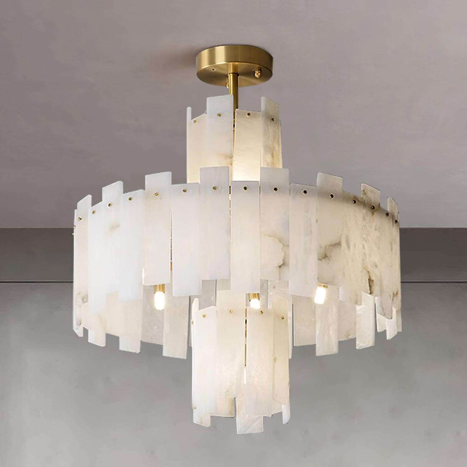 Soraya Art Deco Alabaster Chandelier Light - Blowlighting