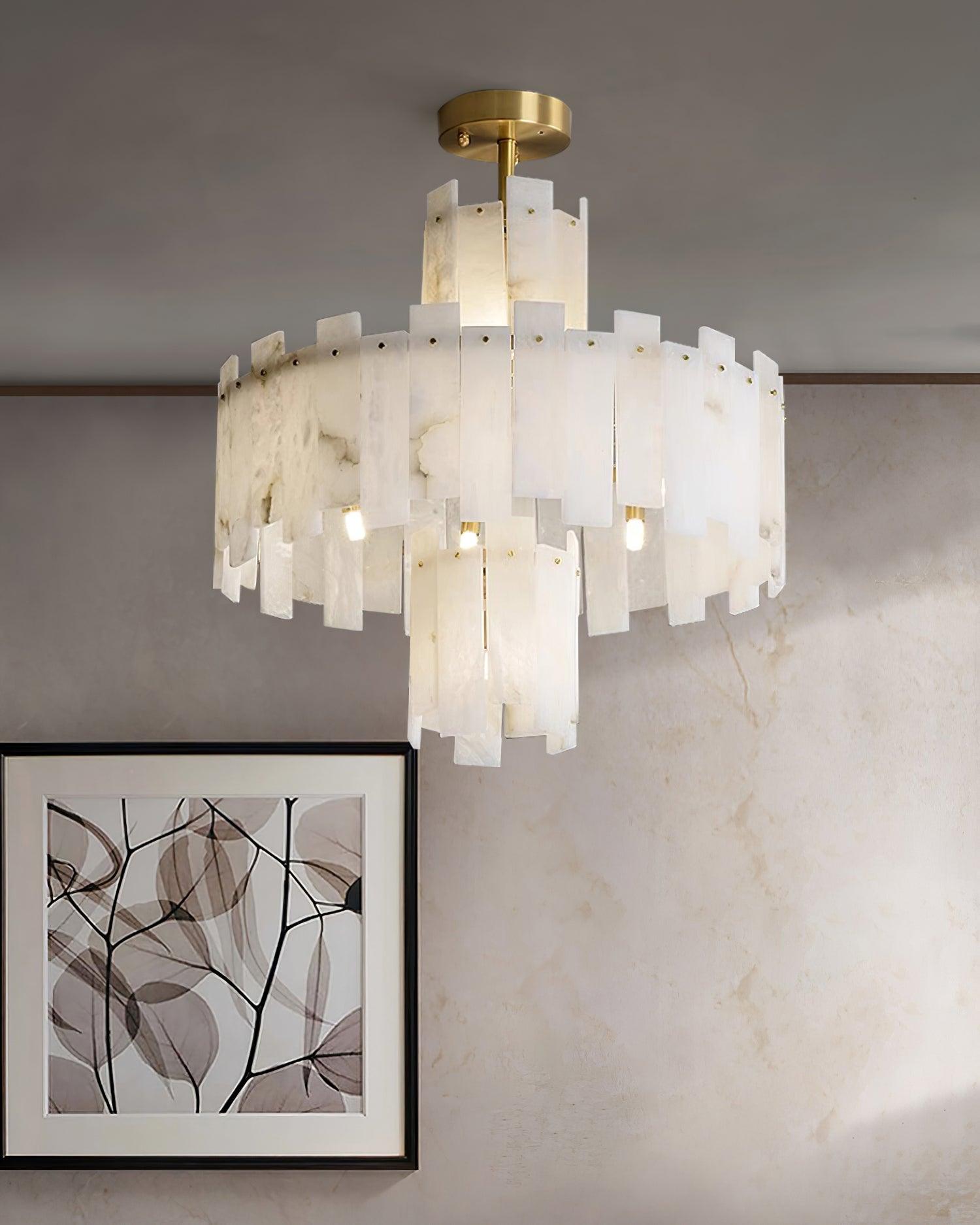 Soraya Art Deco Alabaster Chandelier Light - Blowlighting
