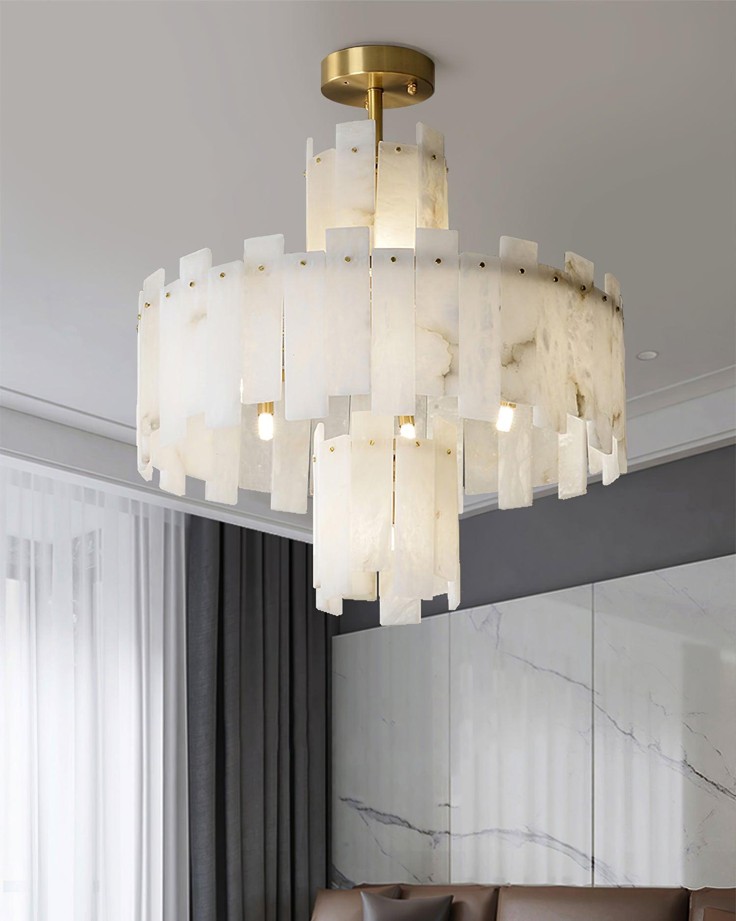 Soraya Art Deco Alabaster Chandelier Light - Blowlighting
