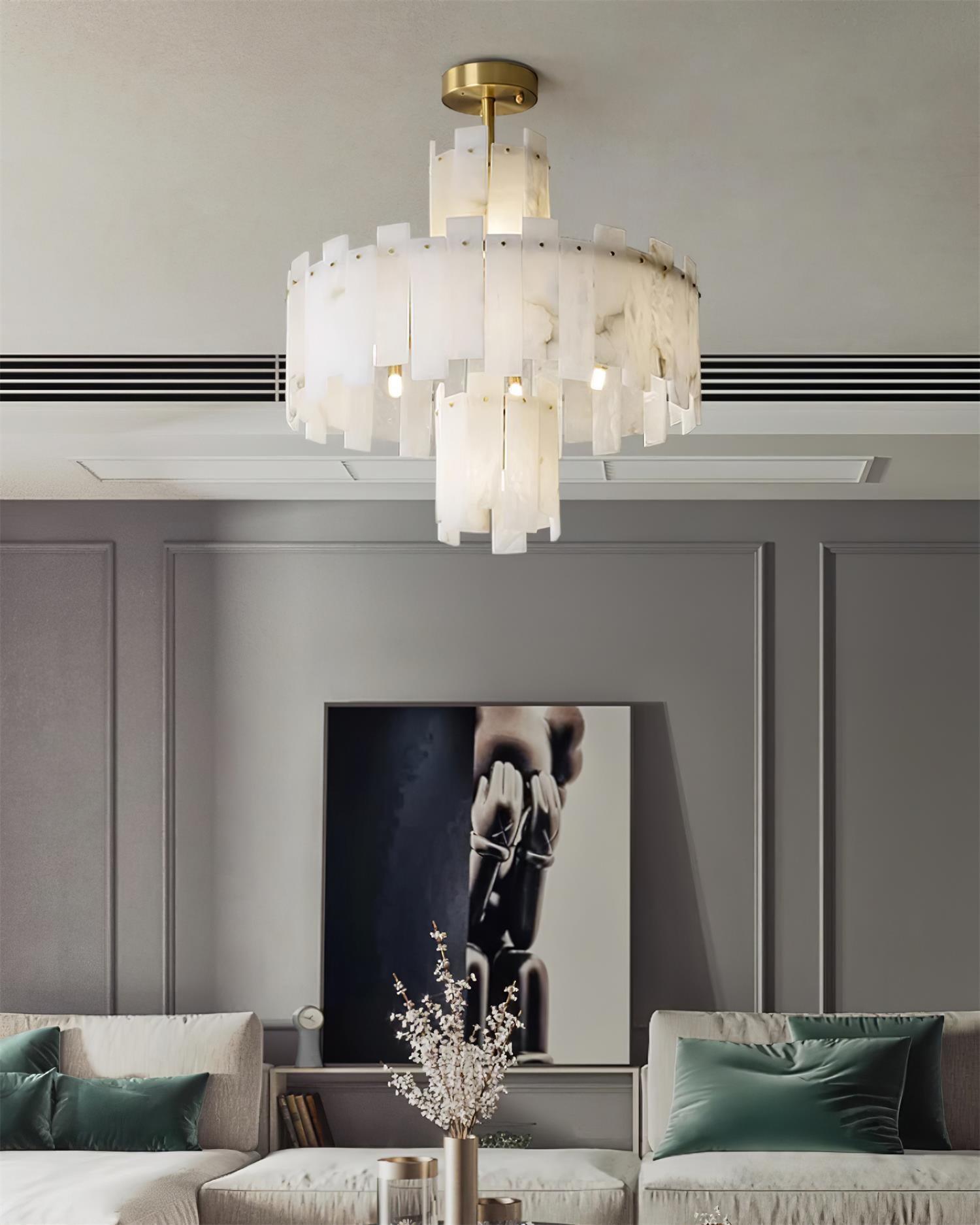Soraya Art Deco Alabaster Chandelier Light - Blowlighting