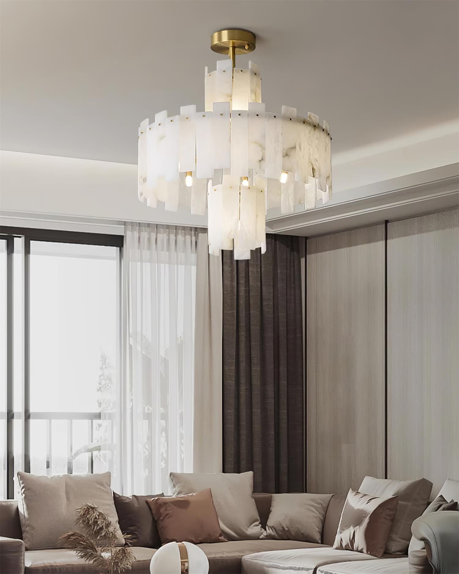 Soraya Art Deco Alabaster Chandelier Light - Blowlighting