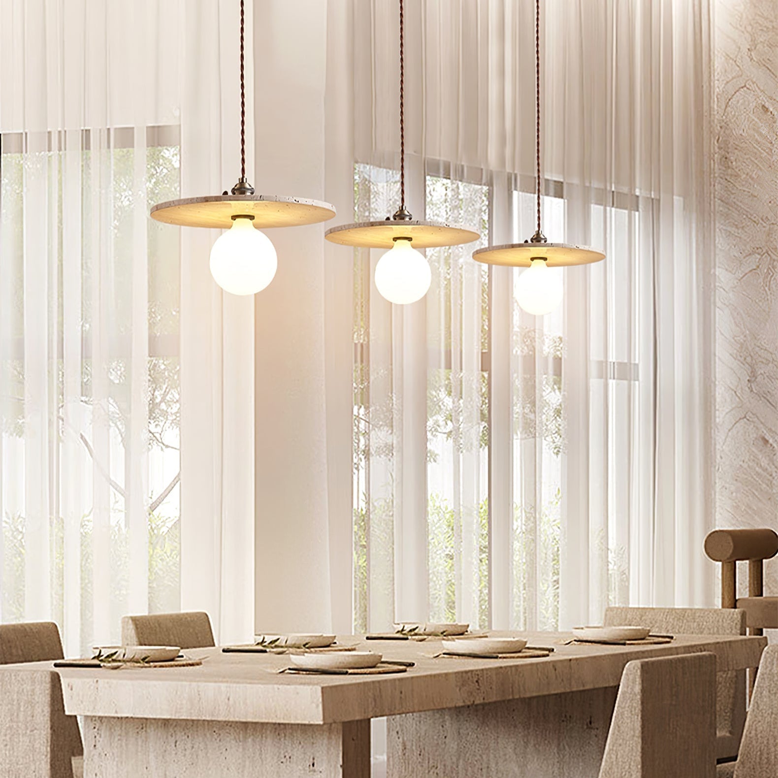 Nico Minimalist Travertine Pendant Light - Blowlighting