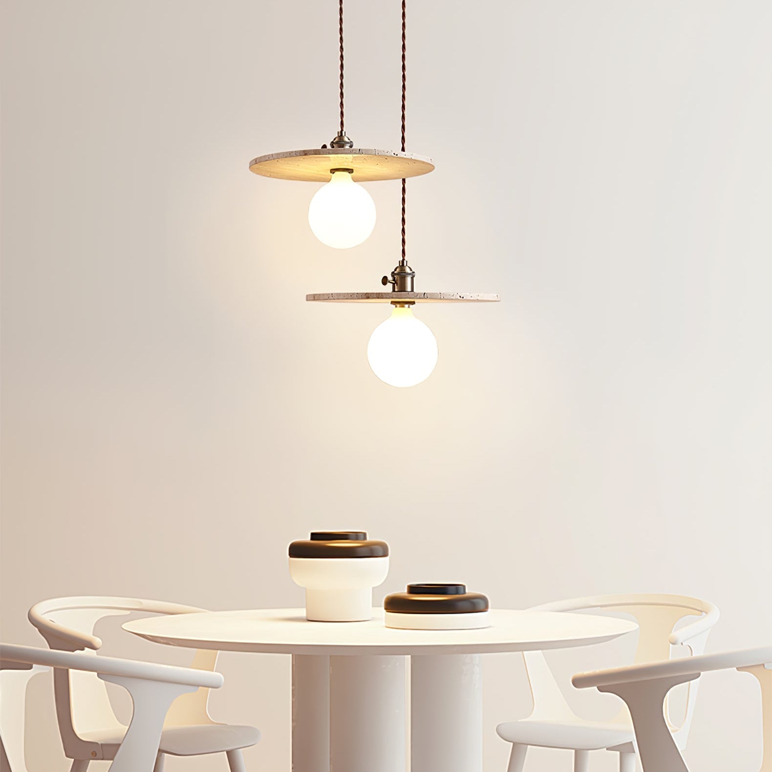 Nico Minimalist Travertine Pendant Light - Blowlighting