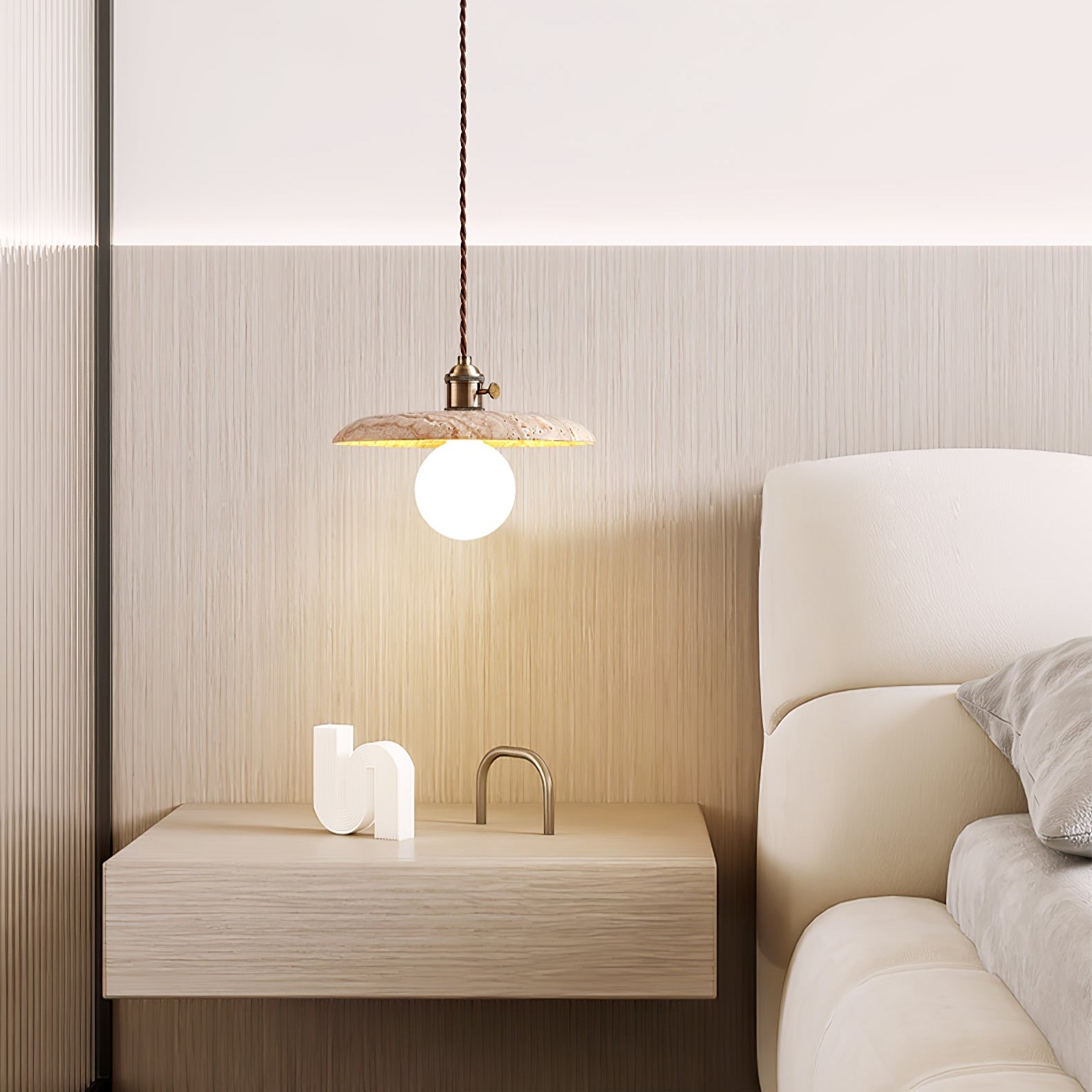 Nico Minimalist Travertine Pendant Light - Blowlighting