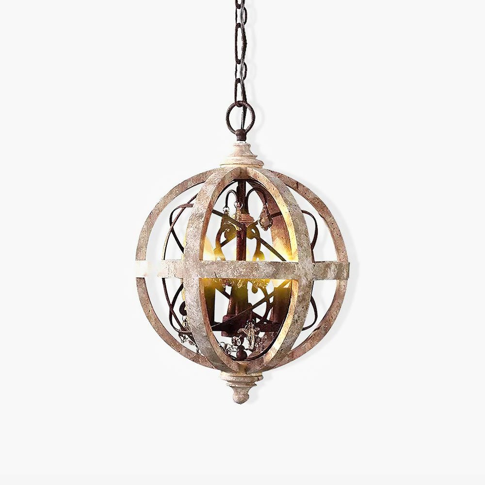 Retro Globe Weathered Chandelier - Blowlighting