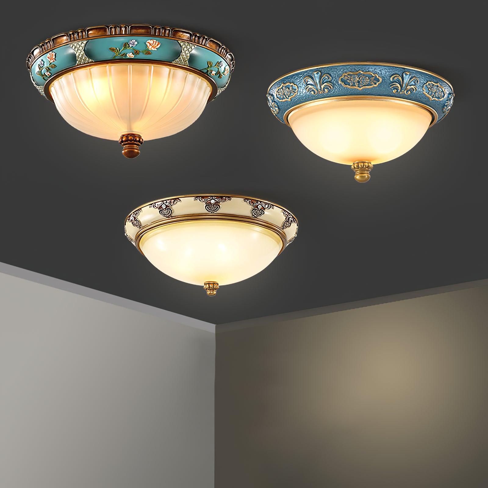 Retro Floral Resin Recessed Ceiling Light - Blowlighting