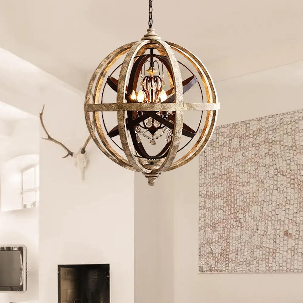 Retro Globe Weathered Chandelier - Blowlighting