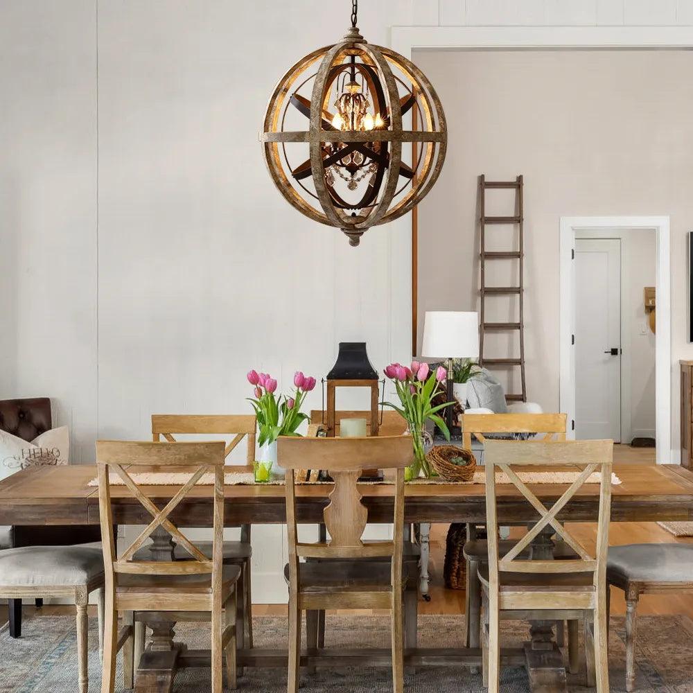 Retro Globe Weathered Chandelier - Blowlighting