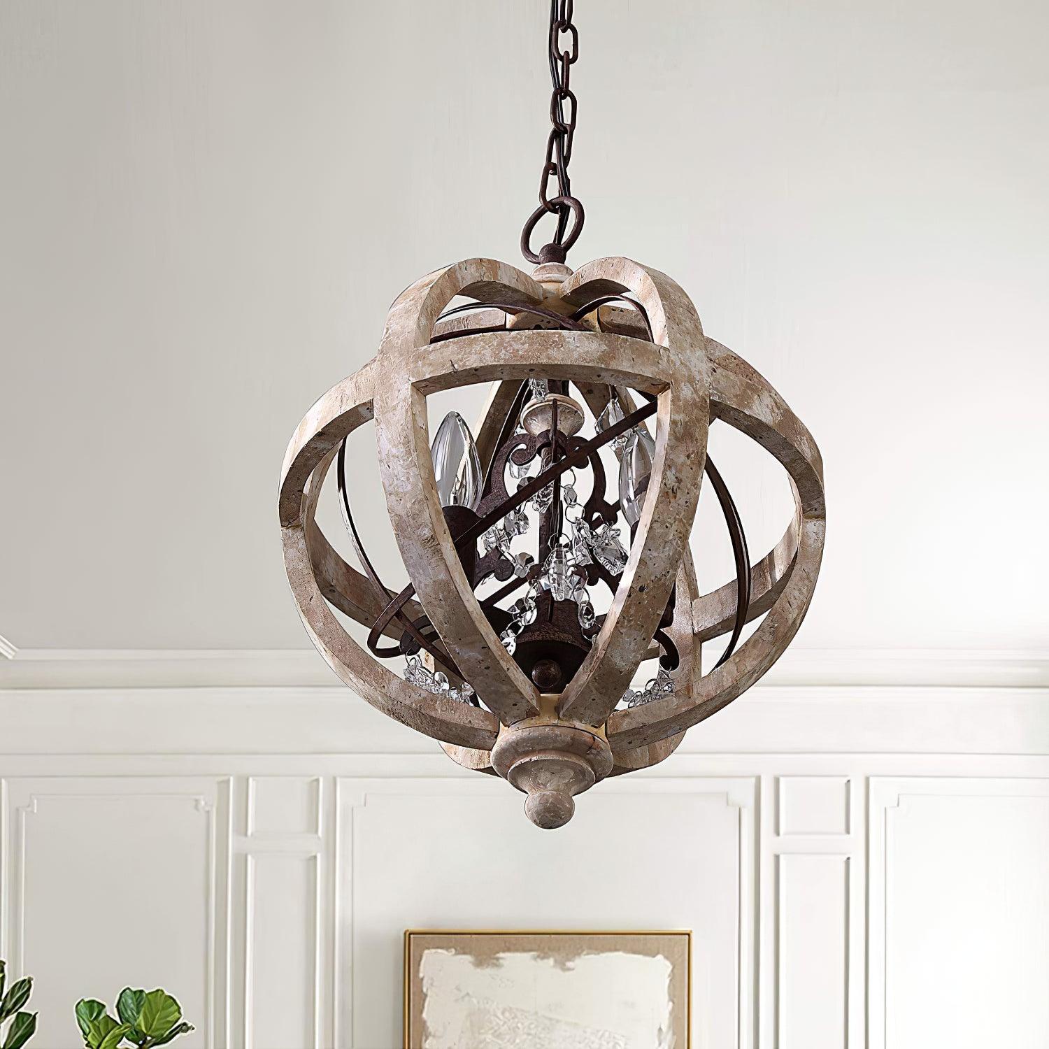 Retro Globe Weathered Chandelier - Blowlighting