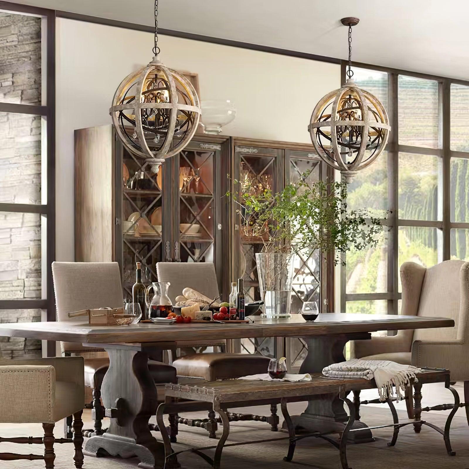 Retro Globe Weathered Chandelier - Blowlighting