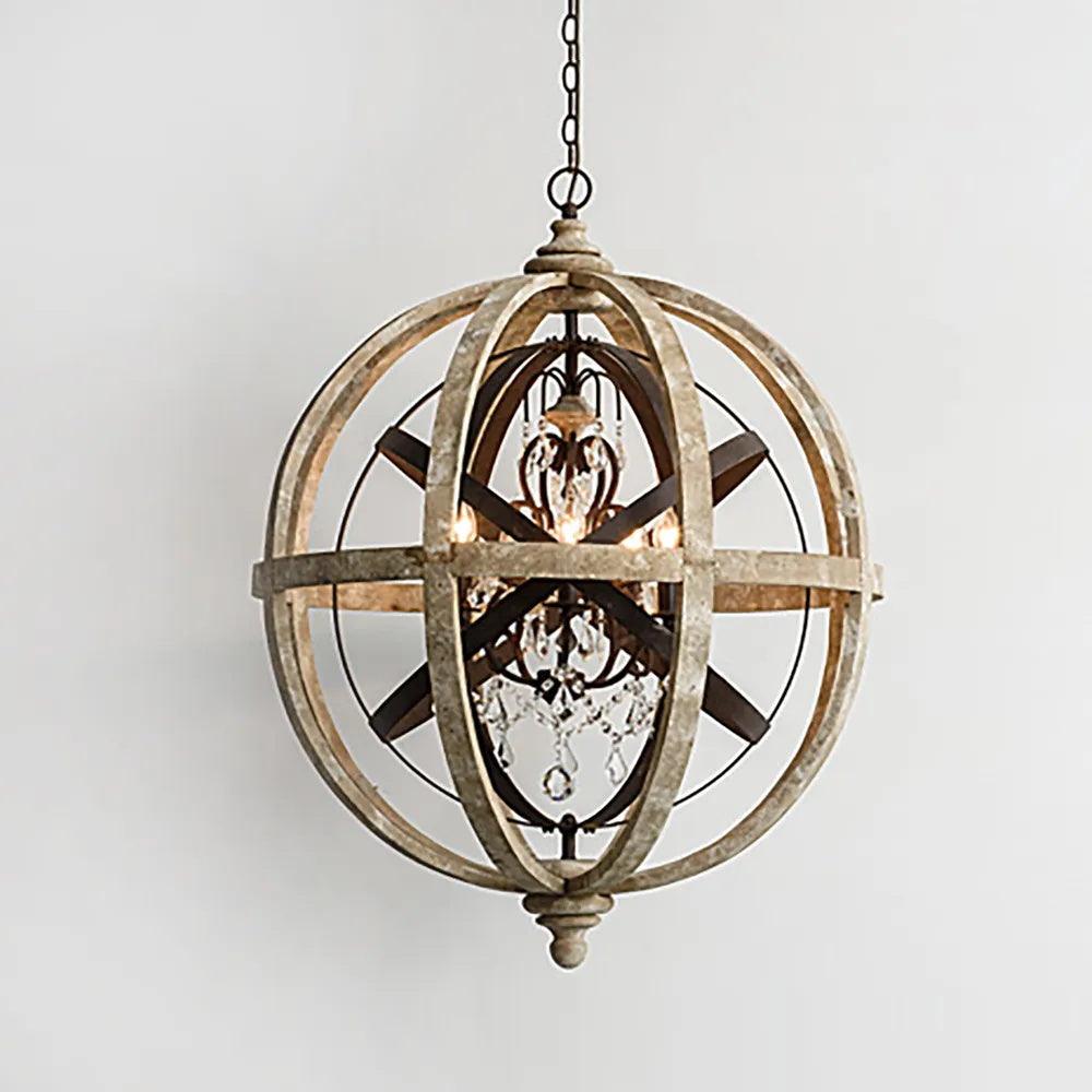 Retro Globe Weathered Chandelier - Blowlighting
