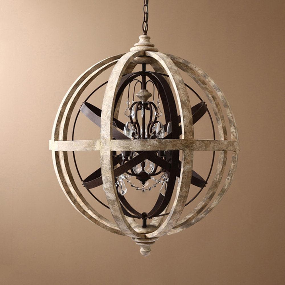 Retro Globe Weathered Chandelier - Blowlighting