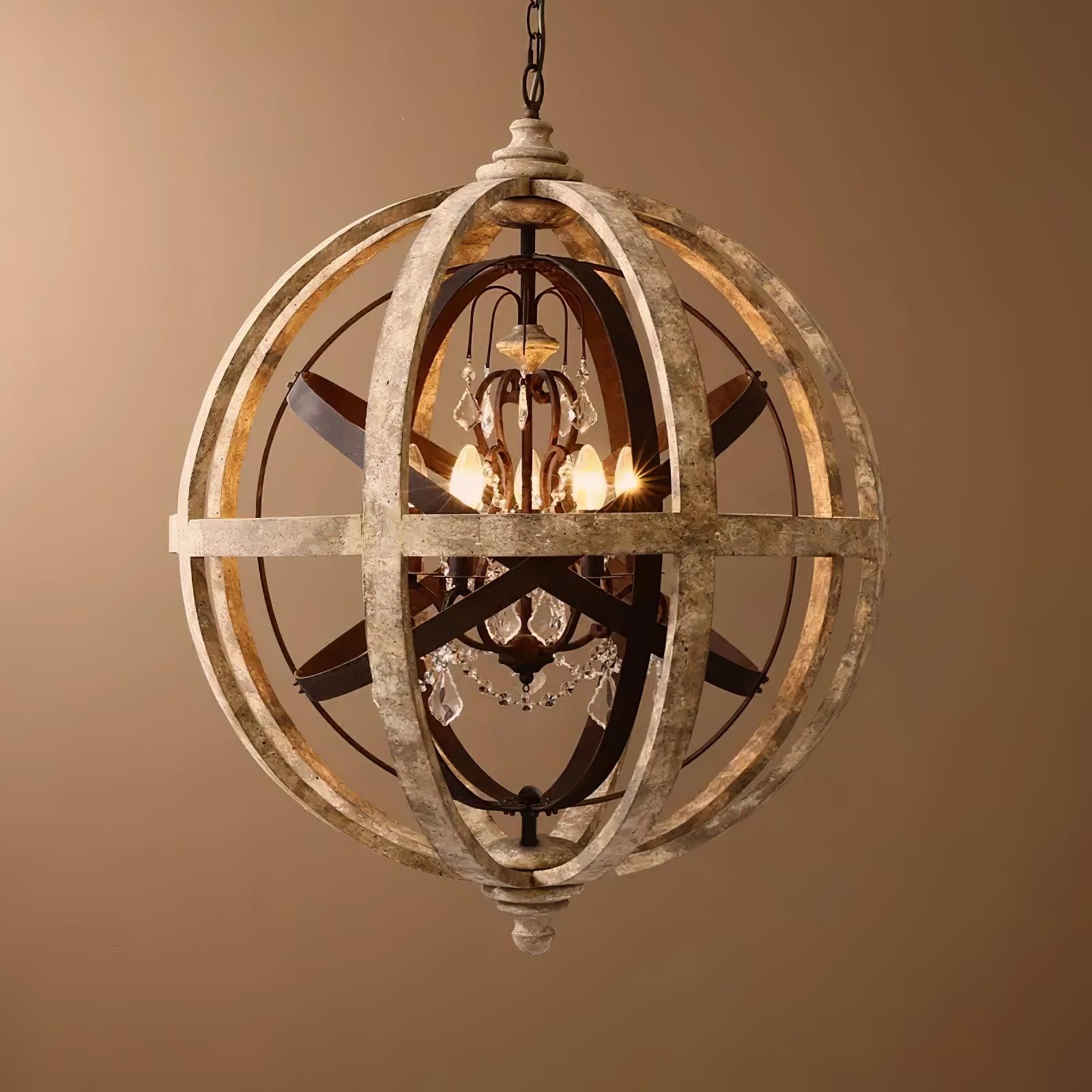 Retro Globe Weathered Chandelier - Blowlighting