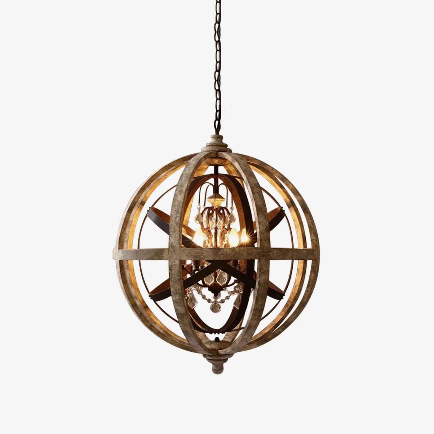 Retro Globe Weathered Chandelier - Blowlighting