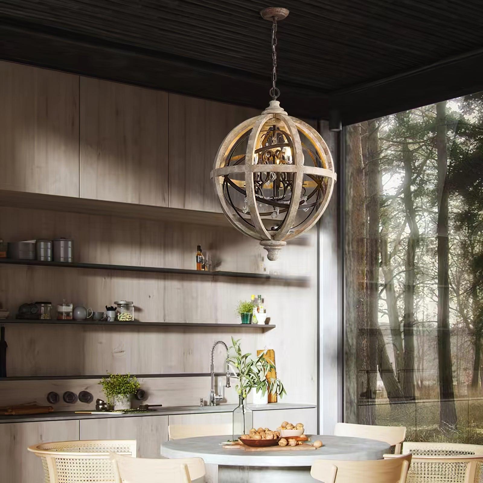 Retro Globe Weathered Chandelier - Blowlighting